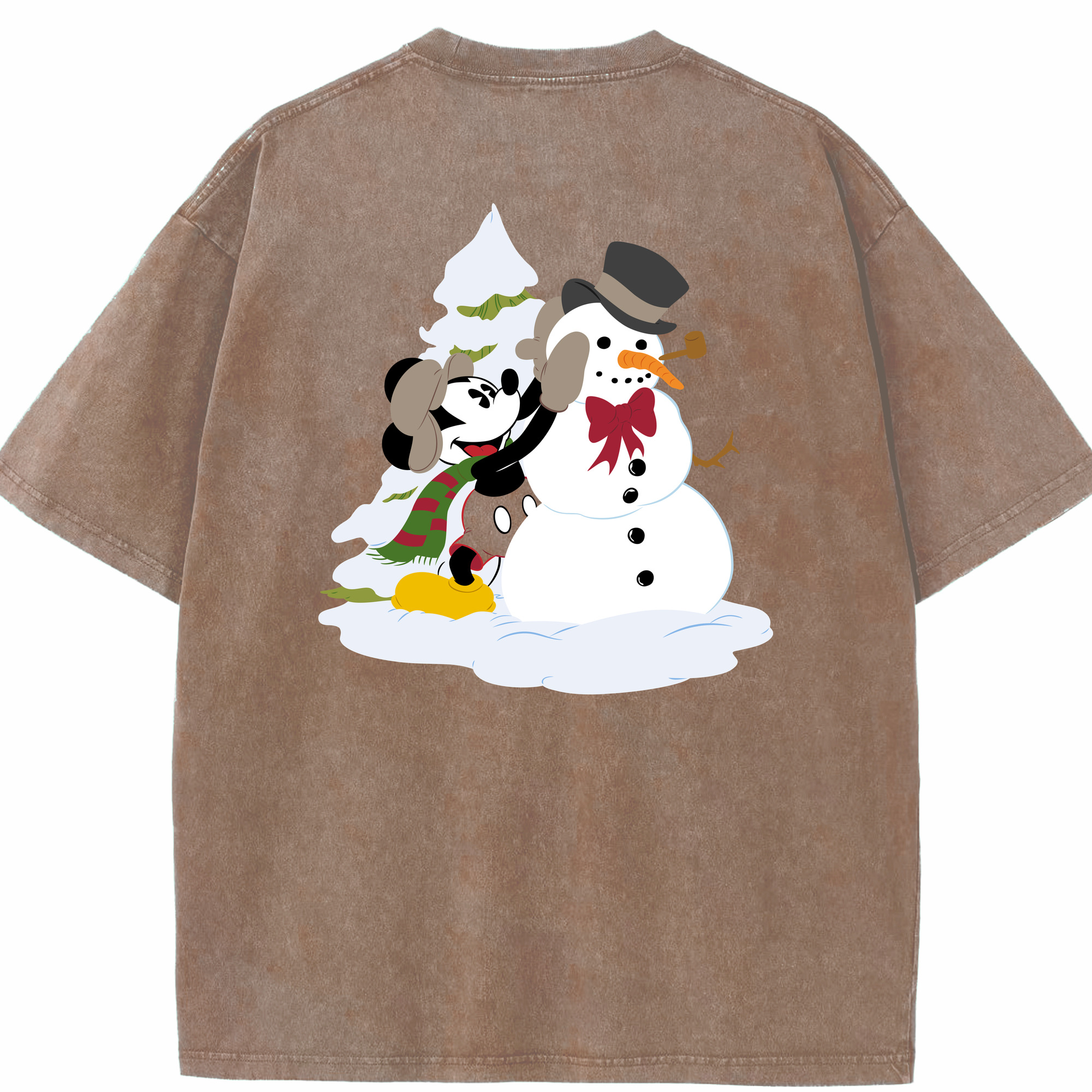 （画像用） ミッキーマウス Mickey Mouse 綿100% ヴィンテージ風 半袖Tシャツ（背面プリント）