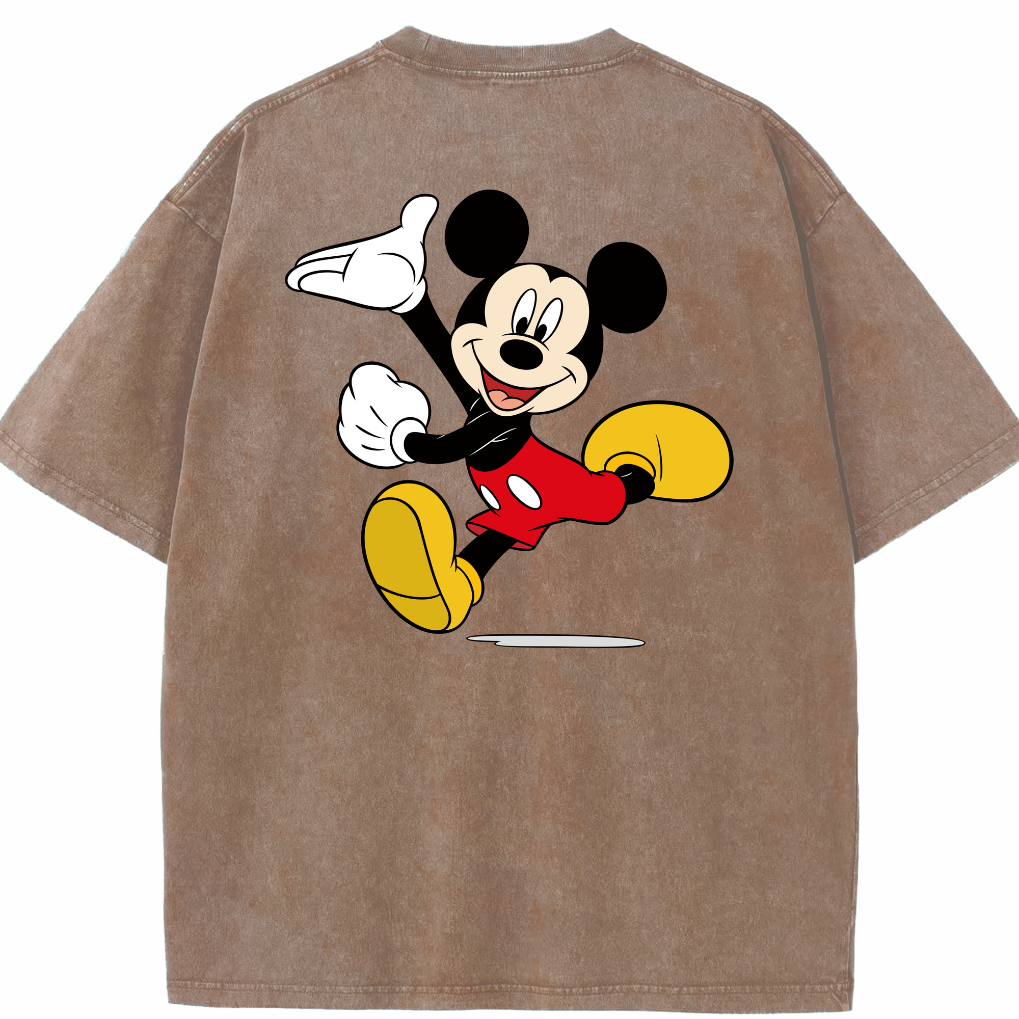 （画像用） ミッキーマウス Mickey Mouse 綿100% ヴィンテージ風 半袖Tシャツ（背面プリント）