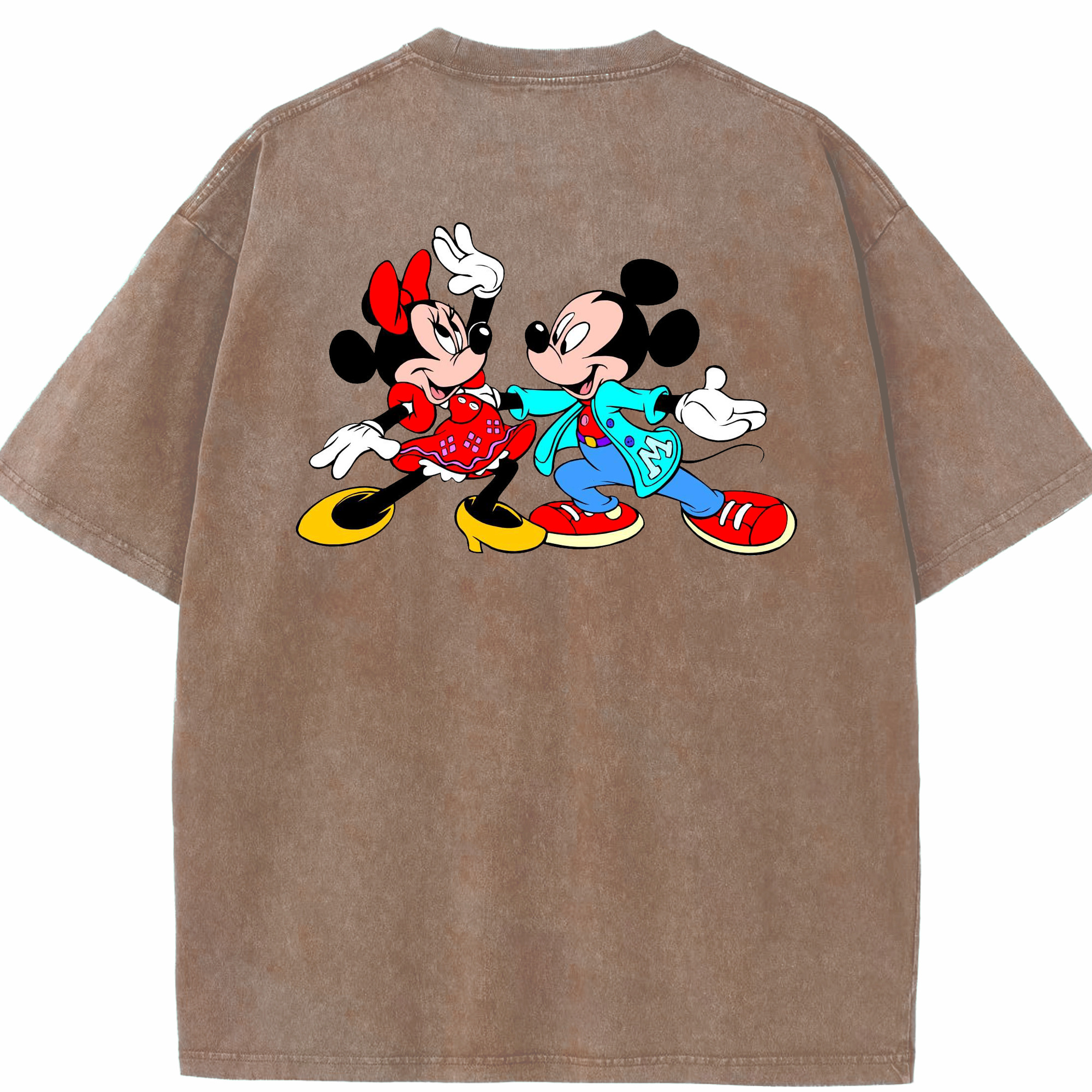（画像用） ミッキーマウス Mickey Mouse 綿100% ヴィンテージ風 半袖Tシャツ（背面プリント）