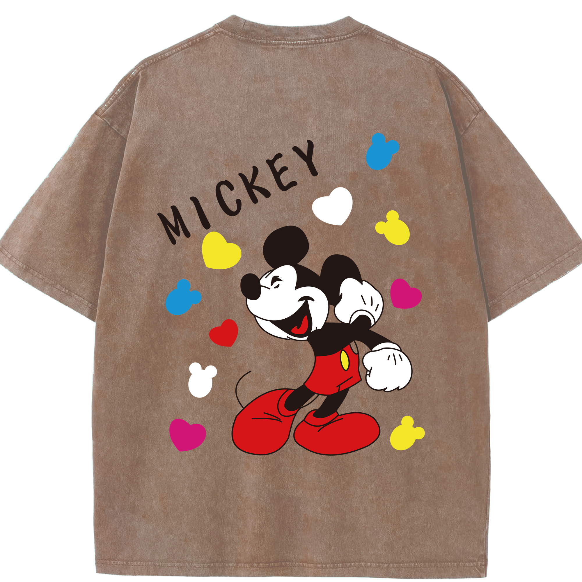 （画像用） ミッキーマウス Mickey Mouse 綿100% ヴィンテージ風 半袖Tシャツ（背面プリント）