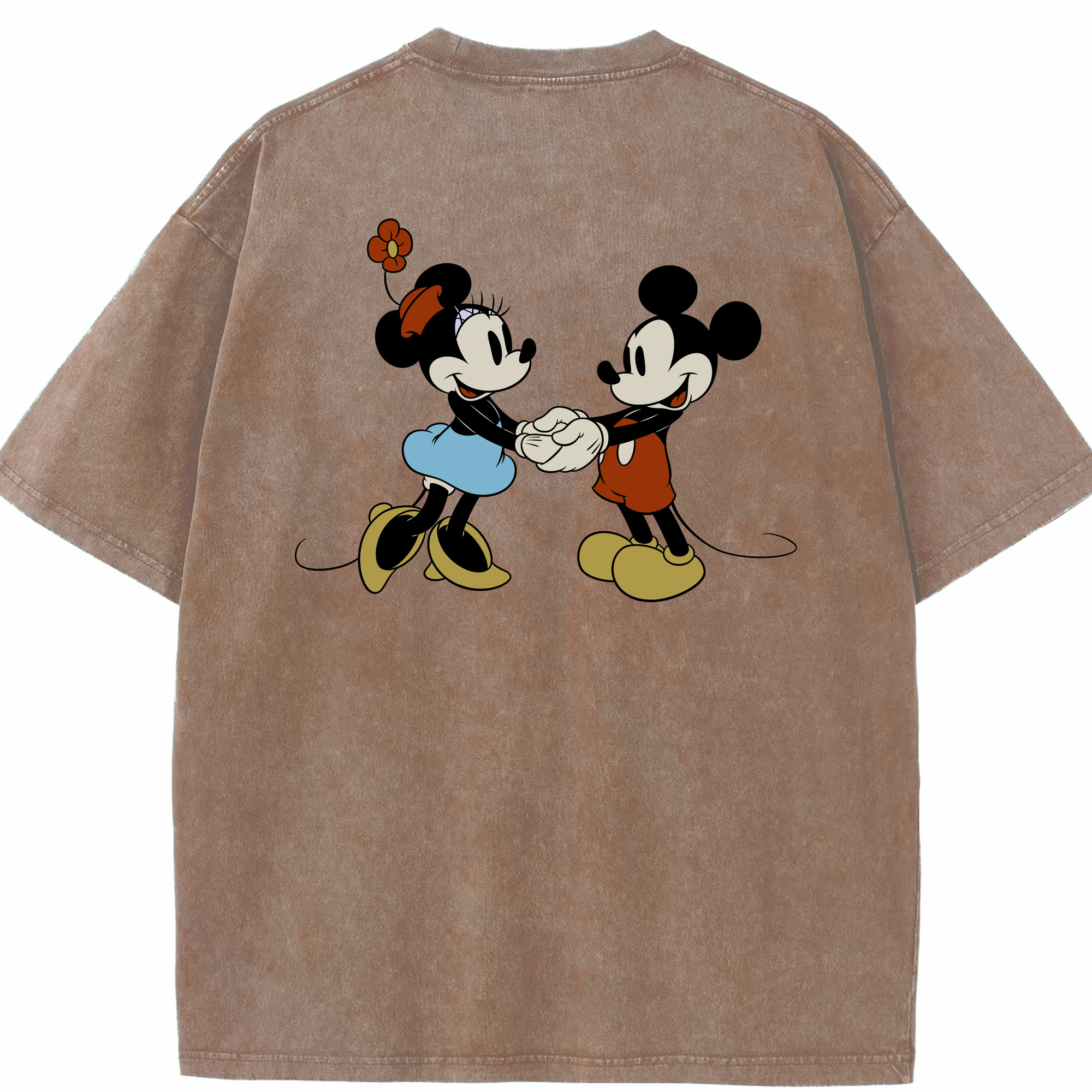 （画像用） ミッキーマウス Mickey Mouse 綿100% ヴィンテージ風 半袖Tシャツ（背面プリント）