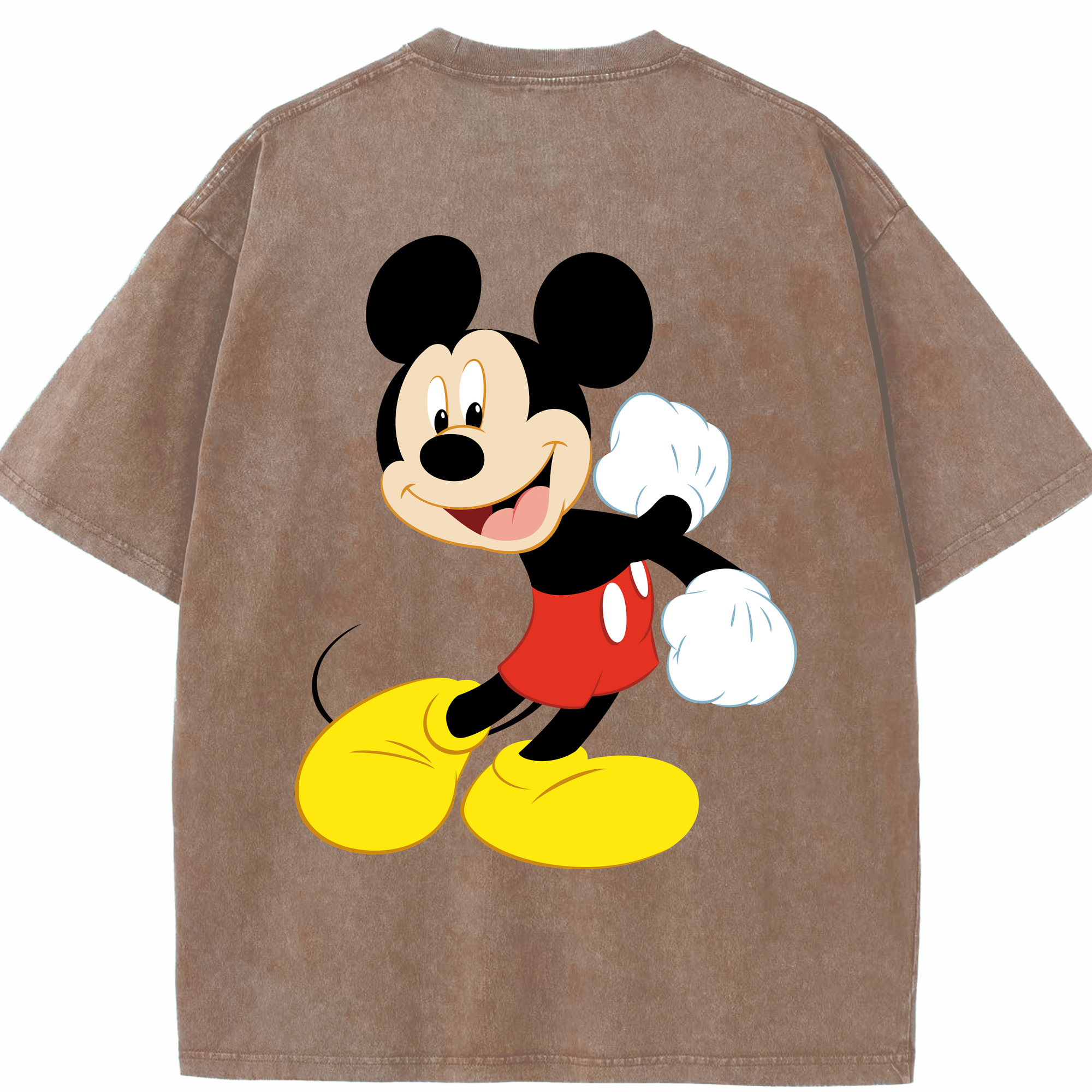 （画像用） ミッキーマウス Mickey Mouse 綿100% ヴィンテージ風 半袖Tシャツ（背面プリント）