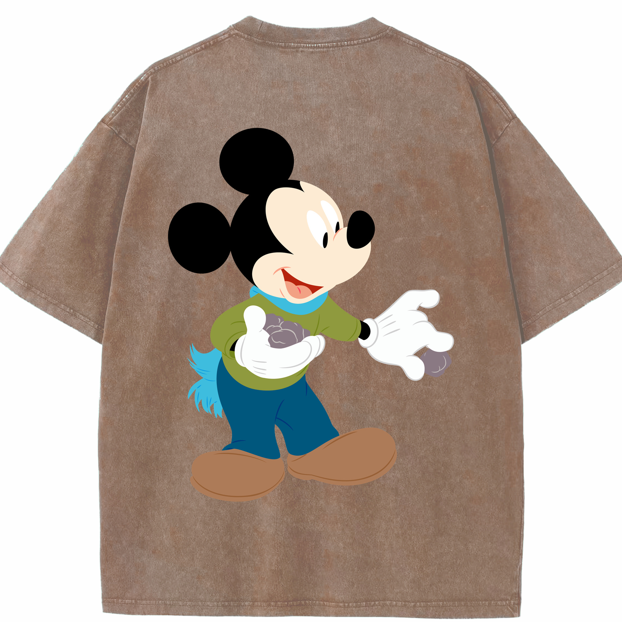 （画像用） ミッキーマウス Mickey Mouse 綿100% ヴィンテージ風 半袖Tシャツ（背面プリント）