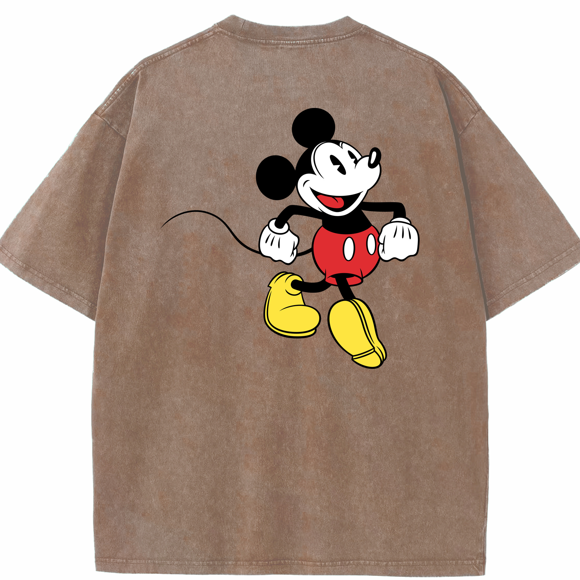 （画像用） ミッキーマウス Mickey Mouse 綿100% ヴィンテージ風 半袖Tシャツ（背面プリント）