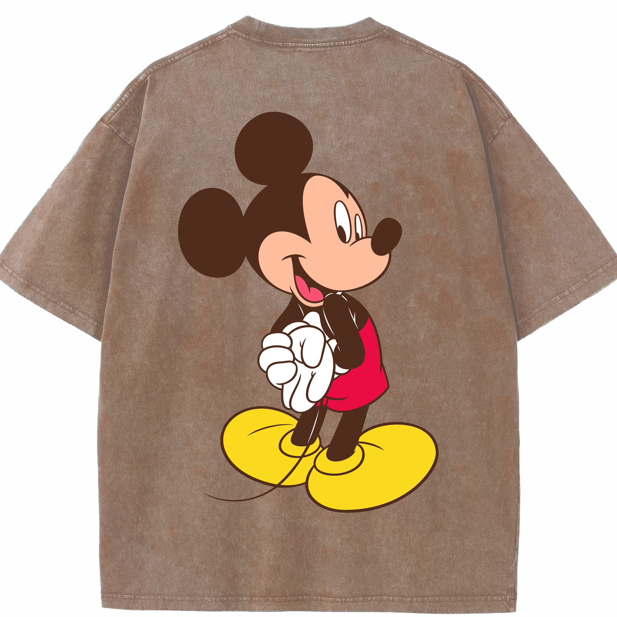 （画像用） ミッキーマウス Mickey Mouse 綿100% ヴィンテージ風 半袖Tシャツ（背面プリント）