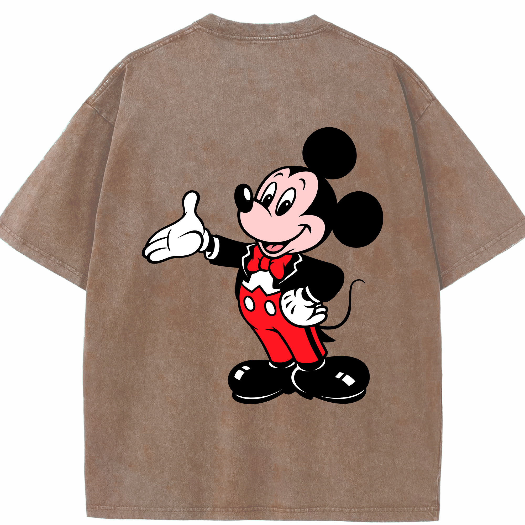 （画像用） ミッキーマウス Mickey Mouse 綿100% ヴィンテージ風 半袖Tシャツ（背面プリント）