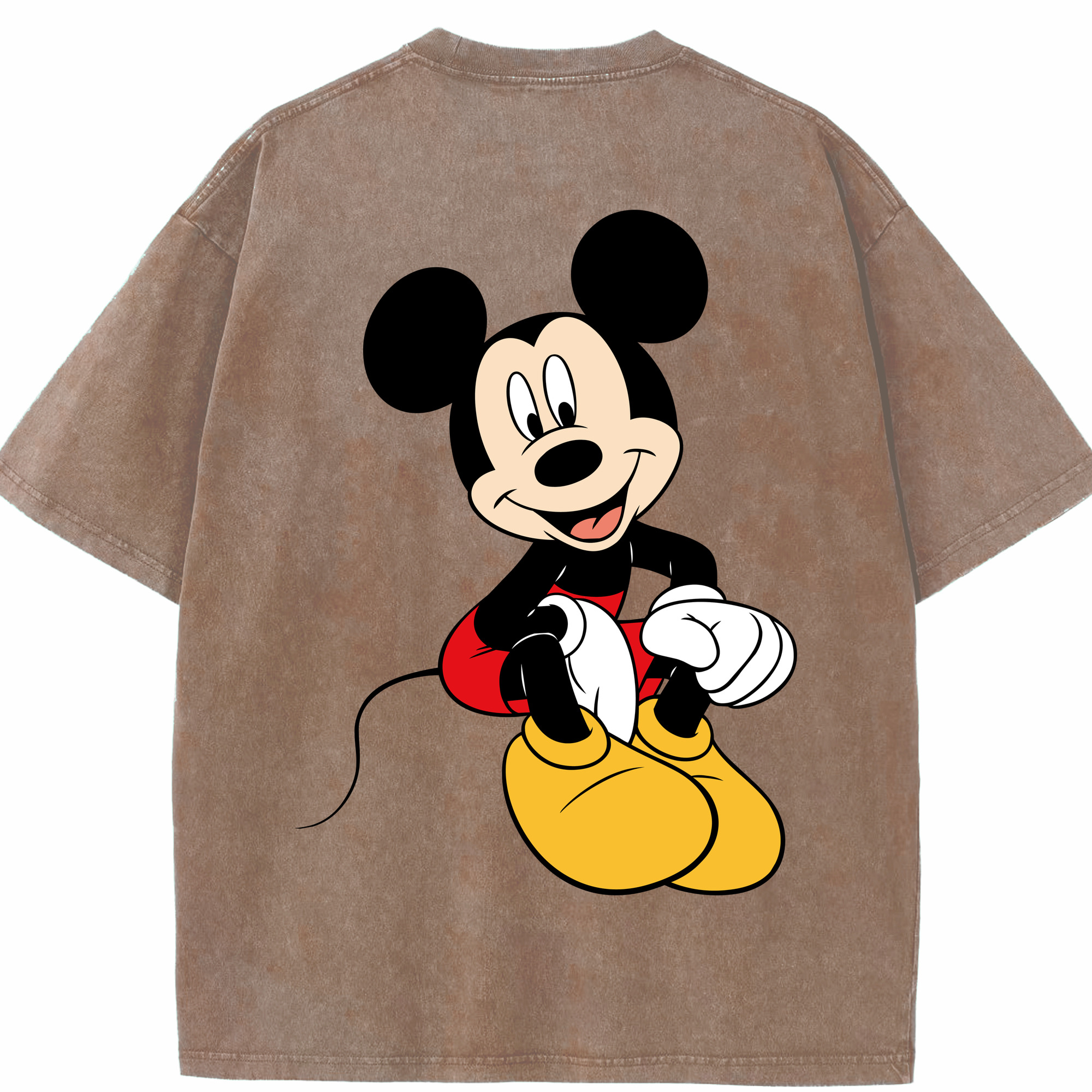 （画像用） ミッキーマウス Mickey Mouse 綿100% ヴィンテージ風 半袖Tシャツ（背面プリント）