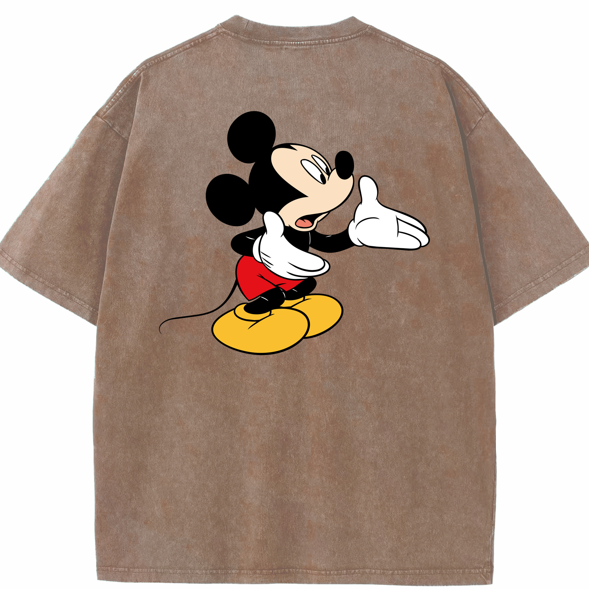 （画像用） ミッキーマウス Mickey Mouse 綿100% ヴィンテージ風 半袖Tシャツ（背面プリント）