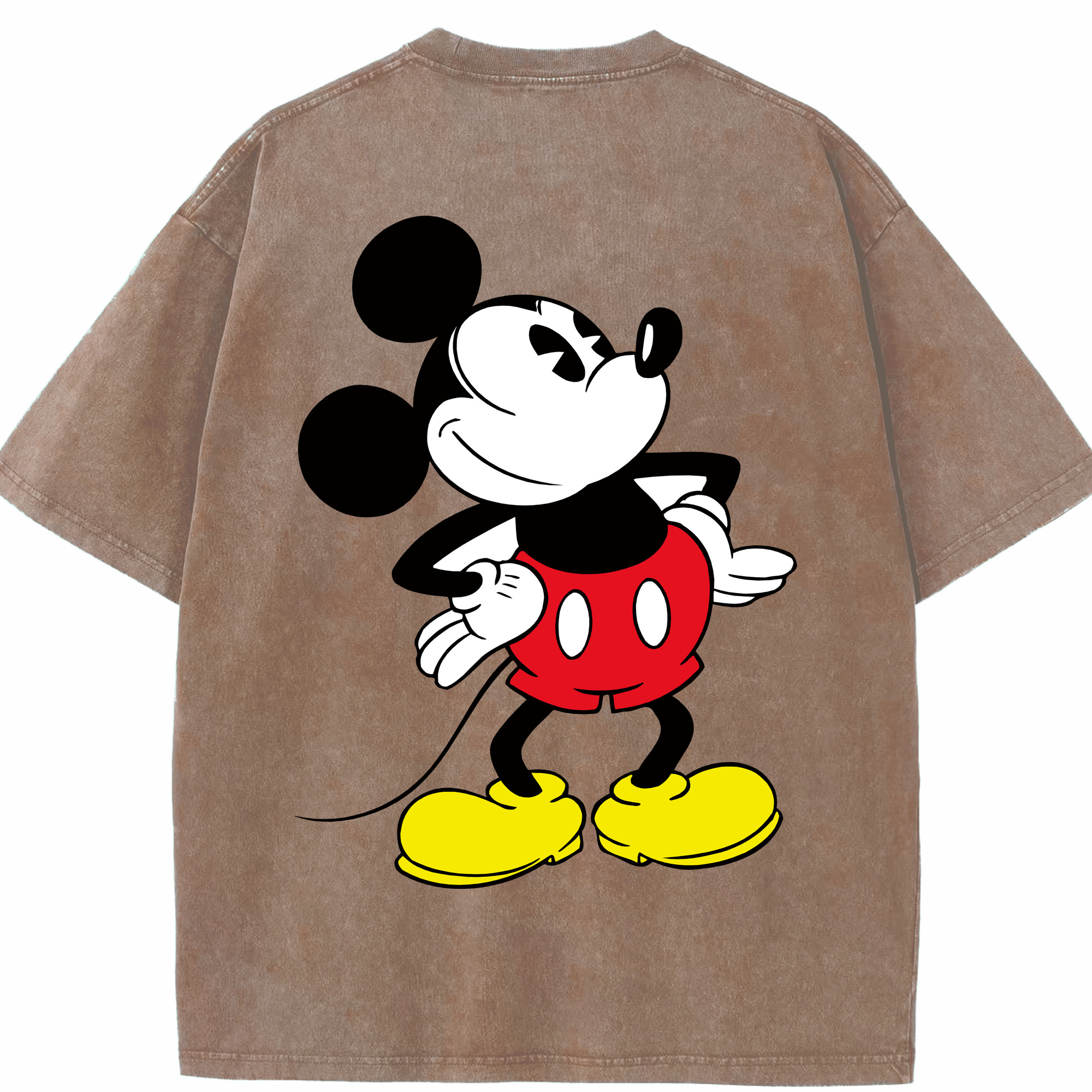 （画像用） ミッキーマウス Mickey Mouse 綿100% ヴィンテージ風 半袖Tシャツ（背面プリント）