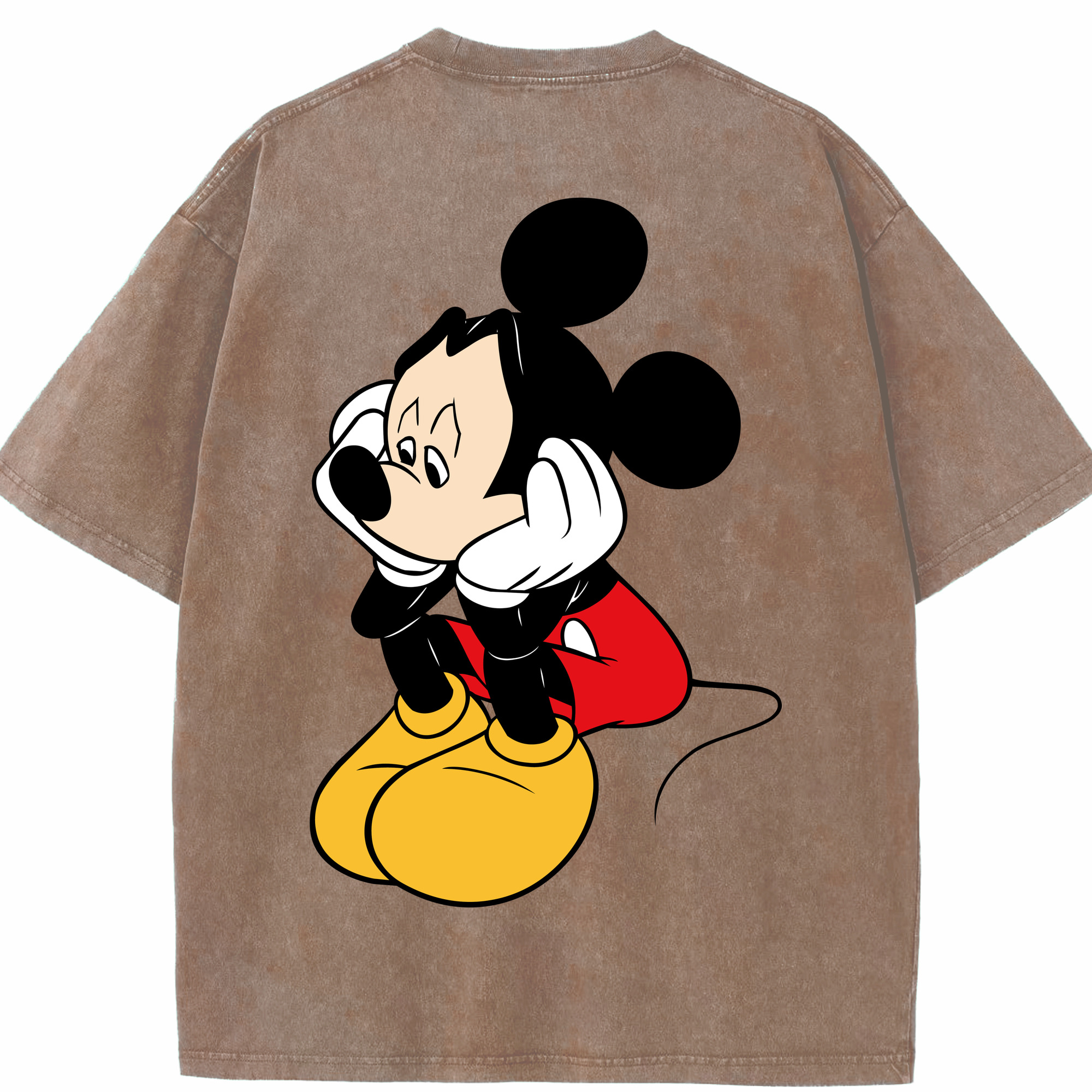 （画像用） ミッキーマウス Mickey Mouse 綿100% ヴィンテージ風 半袖Tシャツ（背面プリント）