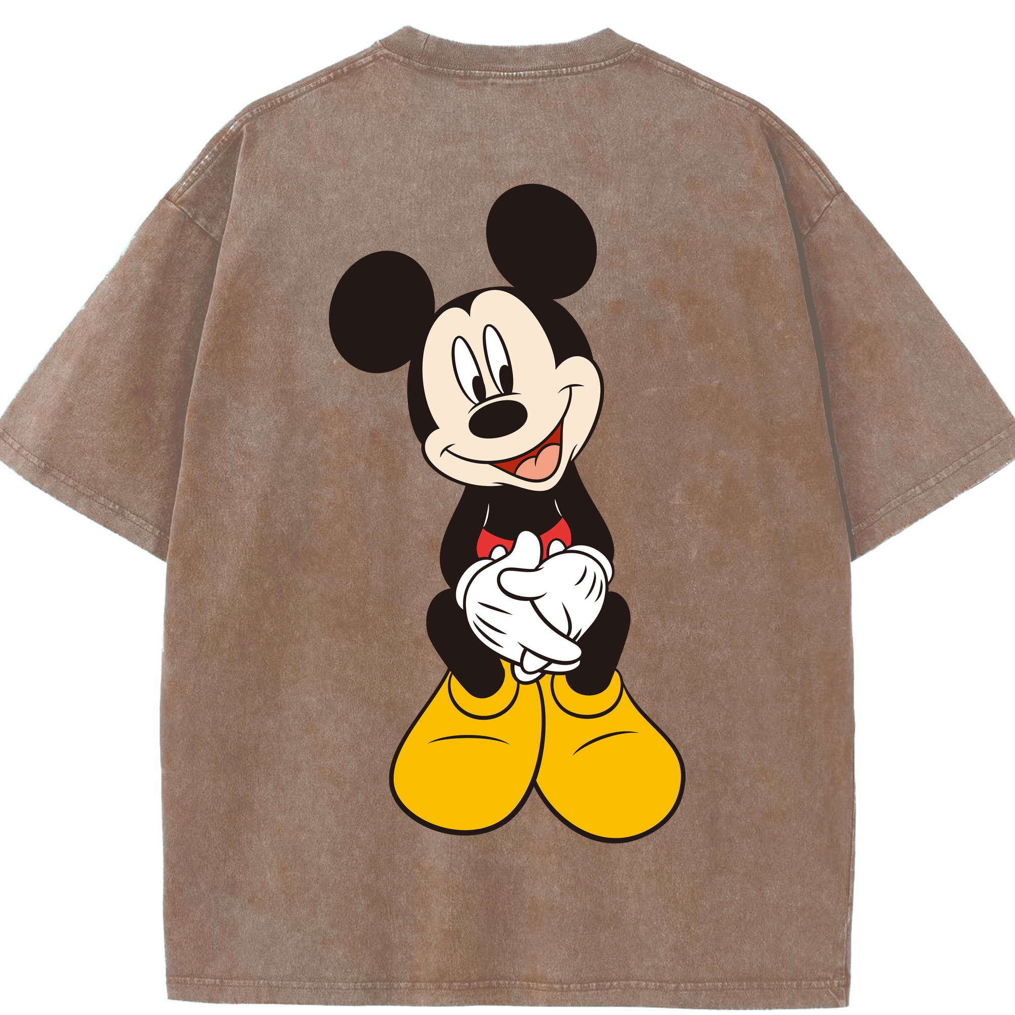 （画像用） ミッキーマウス Mickey Mouse 綿100% ヴィンテージ風 半袖Tシャツ（背面プリント）