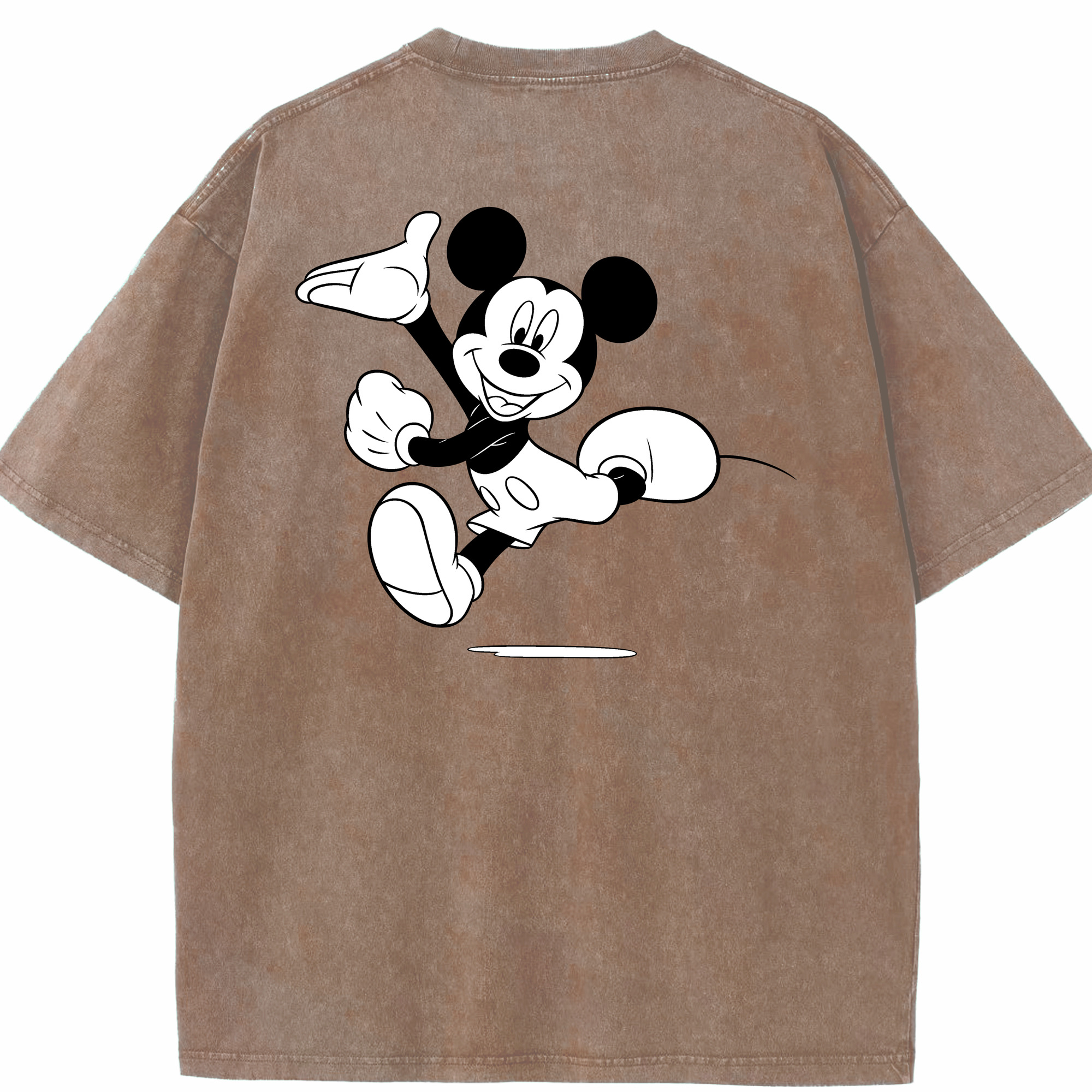 （画像用） ミッキーマウス Mickey Mouse 綿100% ヴィンテージ風 半袖Tシャツ（背面プリント）