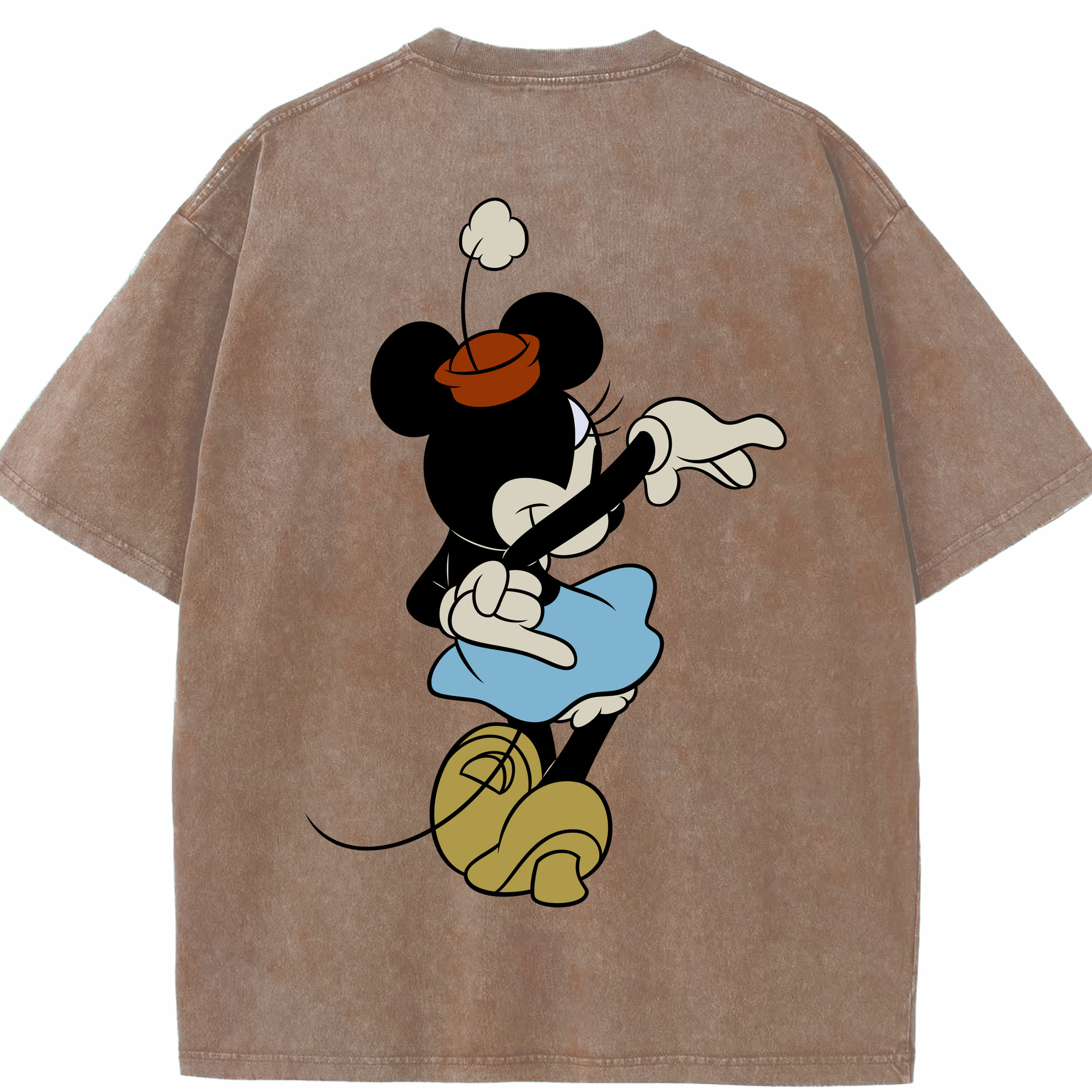 （画像用） ミッキーマウス Mickey Mouse 綿100% ヴィンテージ風 半袖Tシャツ（背面プリント）