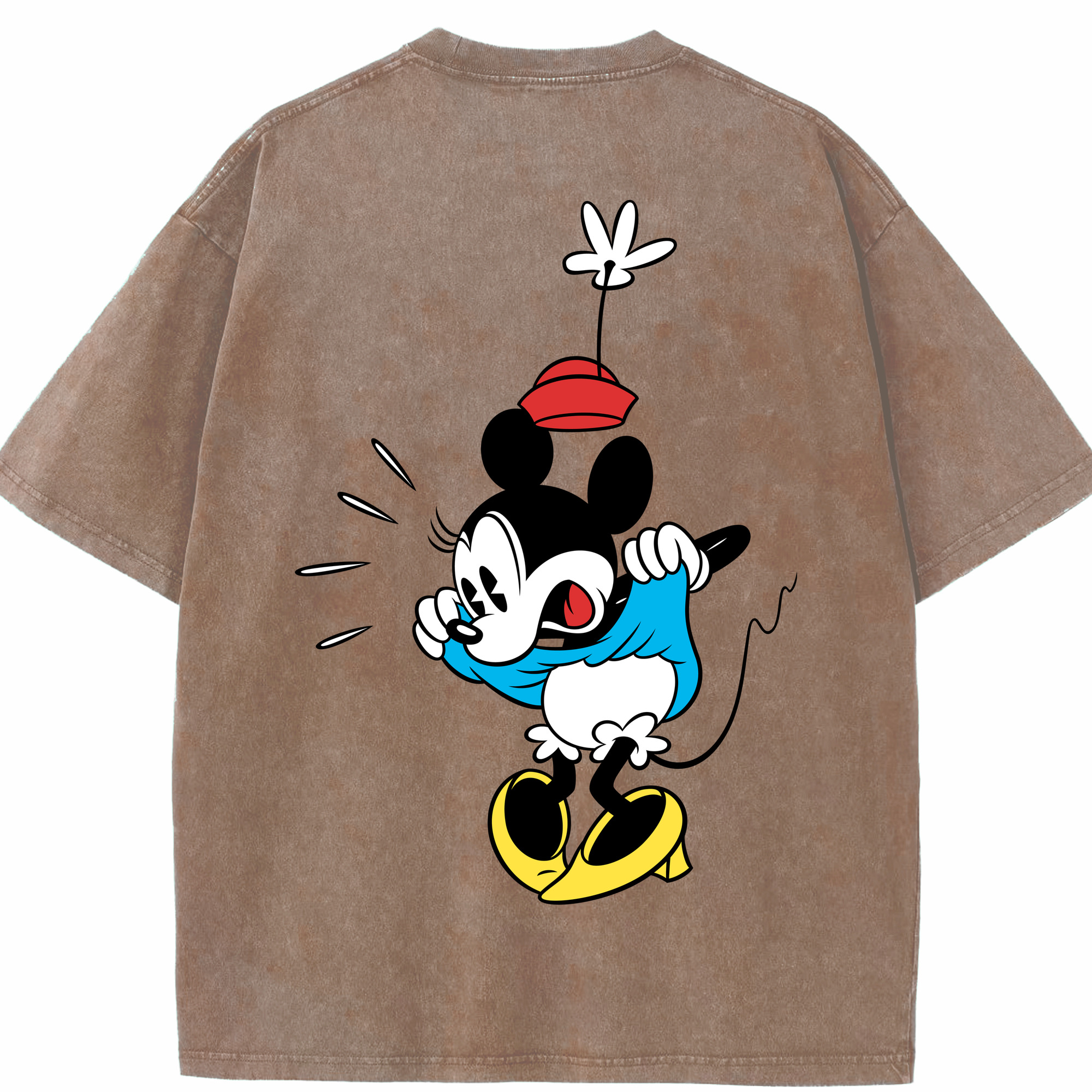 （画像用） ミッキーマウス Mickey Mouse 綿100% ヴィンテージ風 半袖Tシャツ（背面プリント）