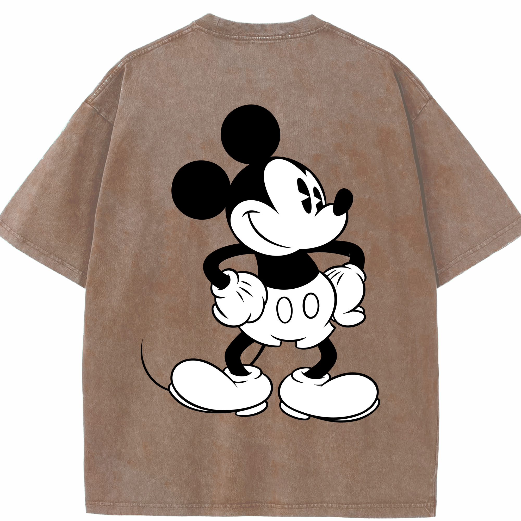 （画像用） ミッキーマウス Mickey Mouse 綿100% ヴィンテージ風 半袖Tシャツ（背面プリント）