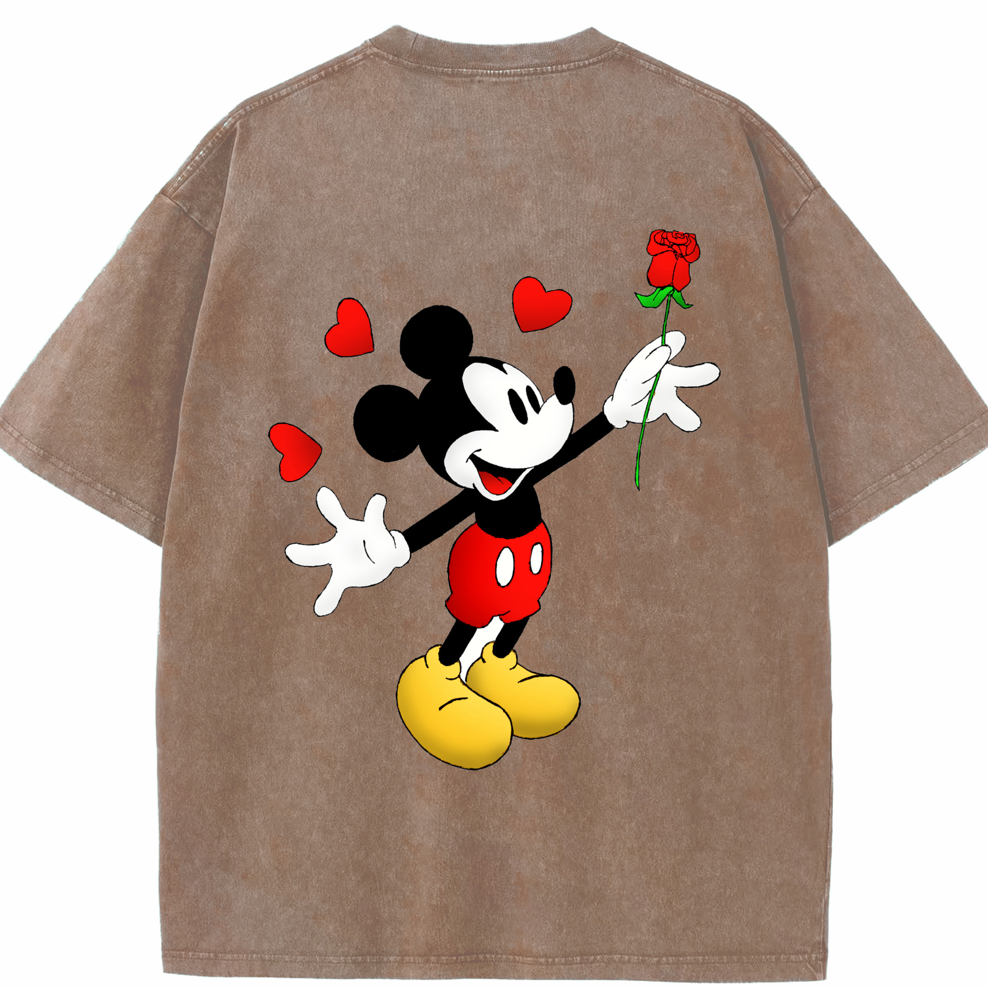 （画像用） ミッキーマウス Mickey Mouse 綿100% ヴィンテージ風 半袖Tシャツ（背面プリント）