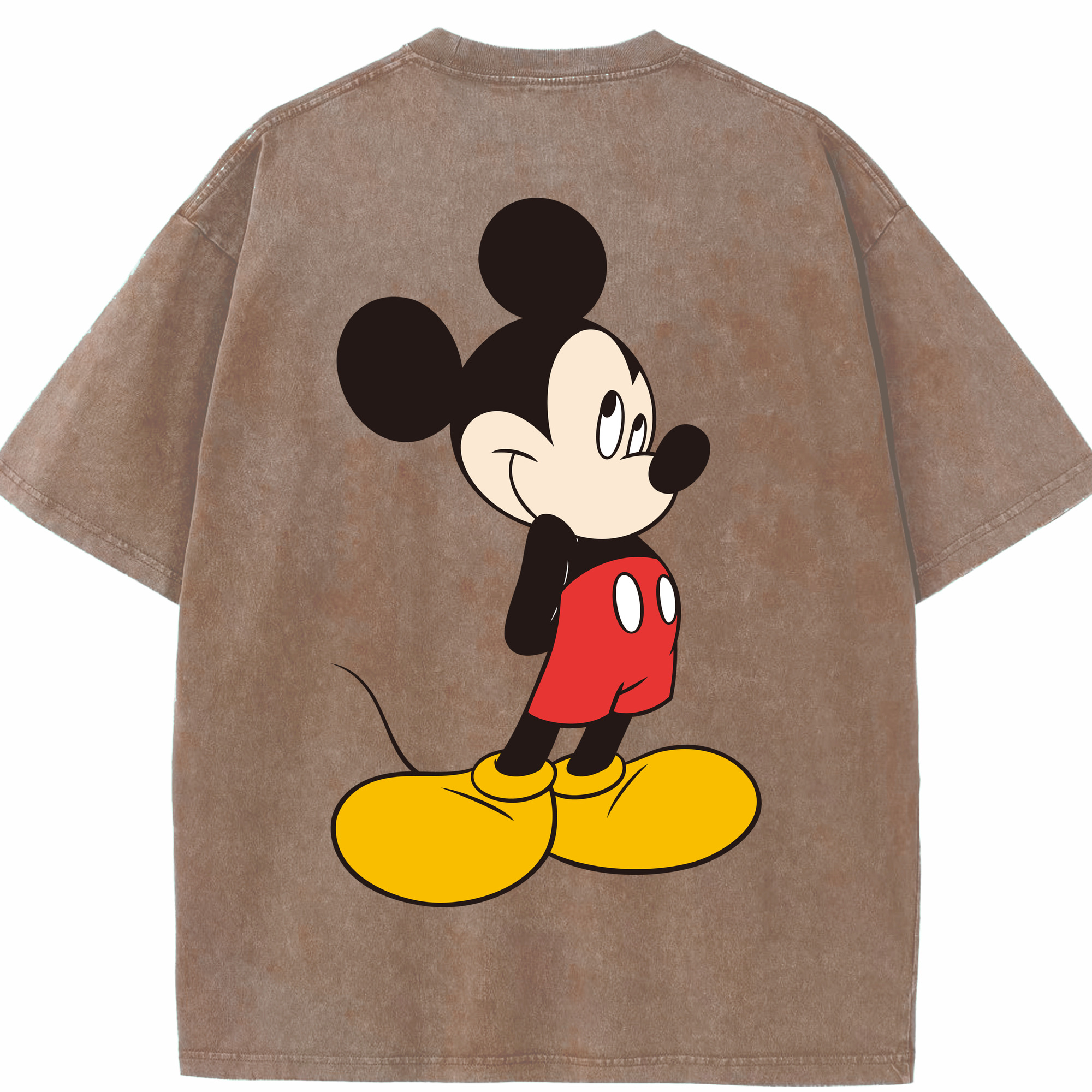 （画像用） ミッキーマウス Mickey Mouse 綿100% ヴィンテージ風 半袖Tシャツ（背面プリント）
