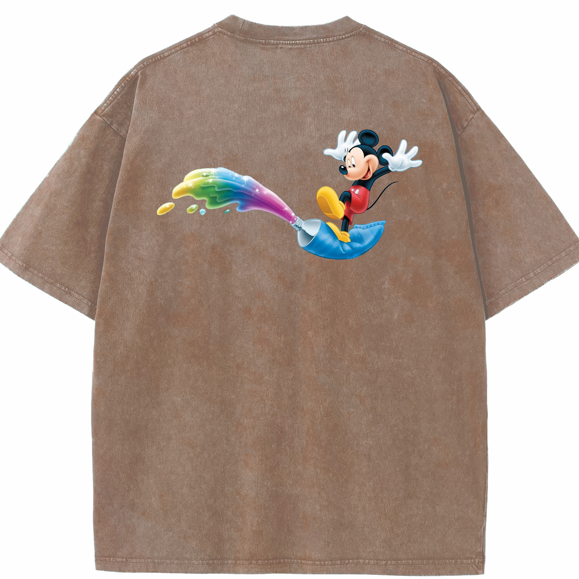 （画像用） ミッキーマウス Mickey Mouse 綿100% ヴィンテージ風 半袖Tシャツ（背面プリント）