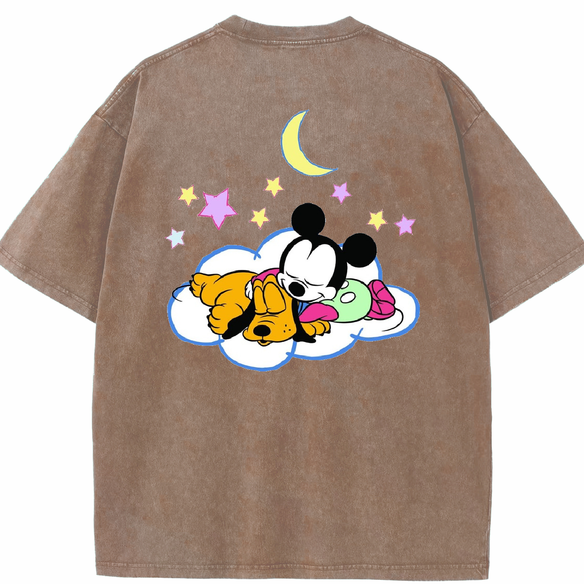 （画像用） ミッキーマウス Mickey Mouse 綿100% ヴィンテージ風 半袖Tシャツ（背面プリント）