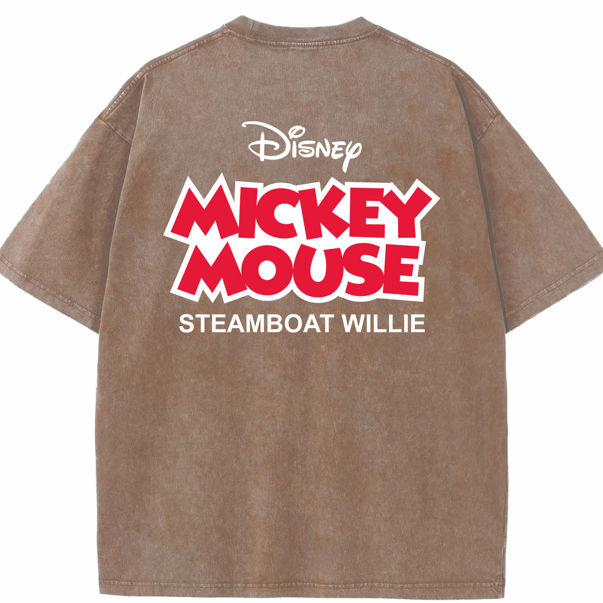 （画像用） ミッキーマウス Mickey Mouse 綿100% ヴィンテージ風 半袖Tシャツ（背面プリント）