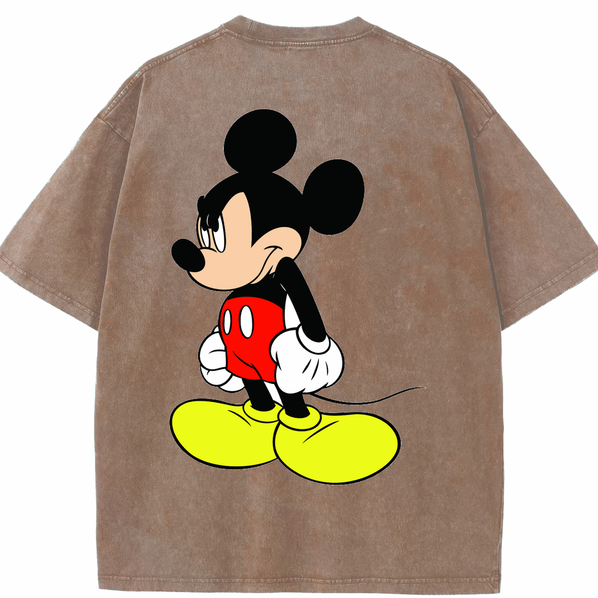 （画像用） ミッキーマウス Mickey Mouse 綿100% ヴィンテージ風 半袖Tシャツ（背面プリント）