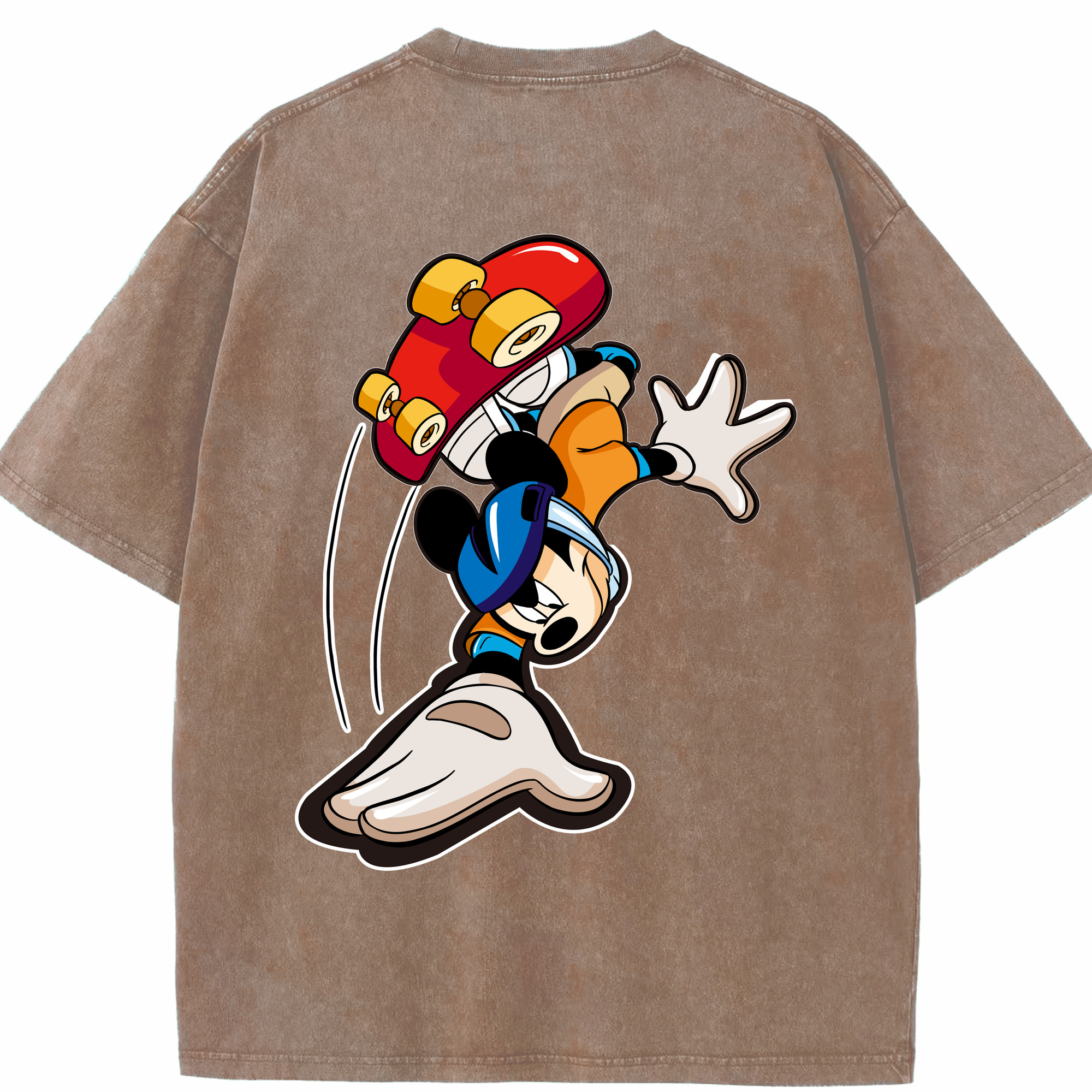 （画像用） ミッキーマウス Mickey Mouse 綿100% ヴィンテージ風 半袖Tシャツ（背面プリント）