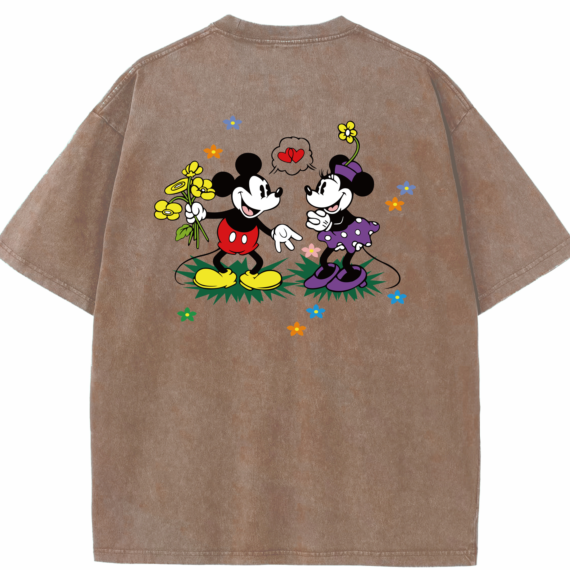 （画像用） ミッキーマウス Mickey Mouse 綿100% ヴィンテージ風 半袖Tシャツ（背面プリント）