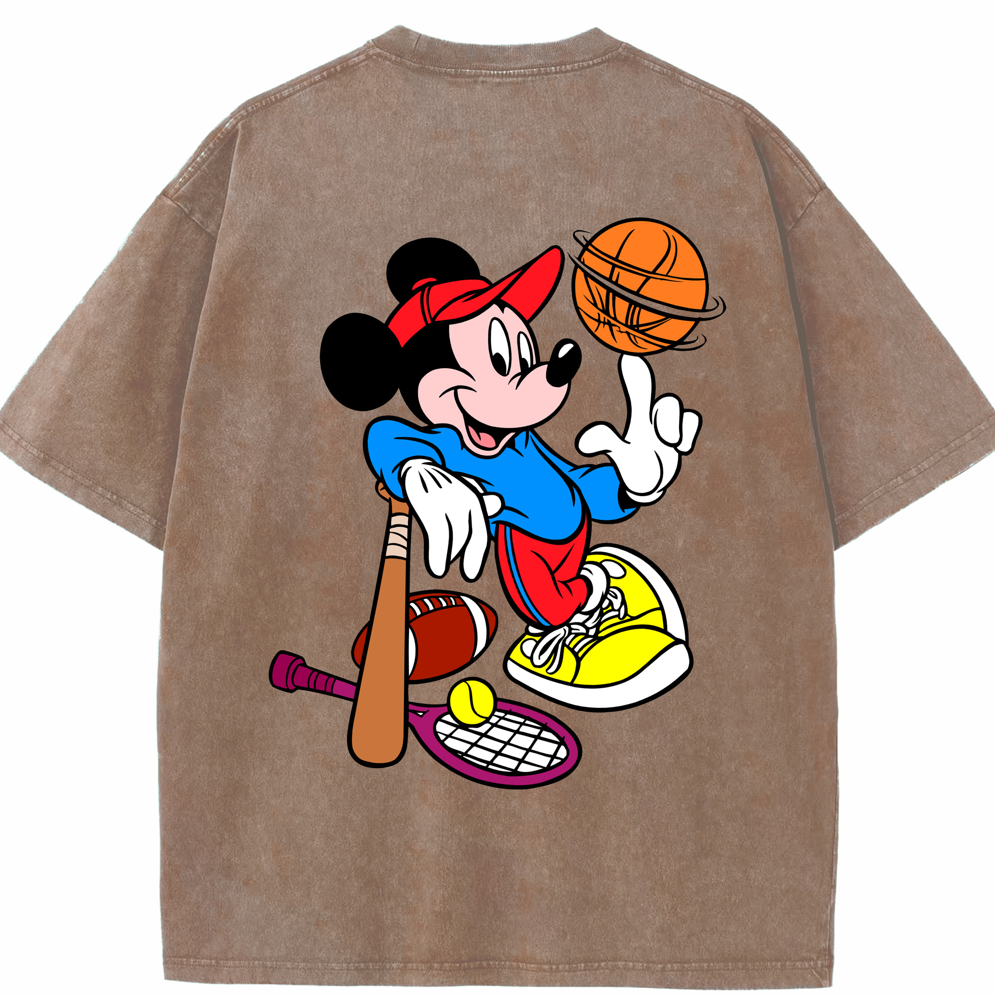 （画像用） ミッキーマウス Mickey Mouse 綿100% ヴィンテージ風 半袖Tシャツ（背面プリント）