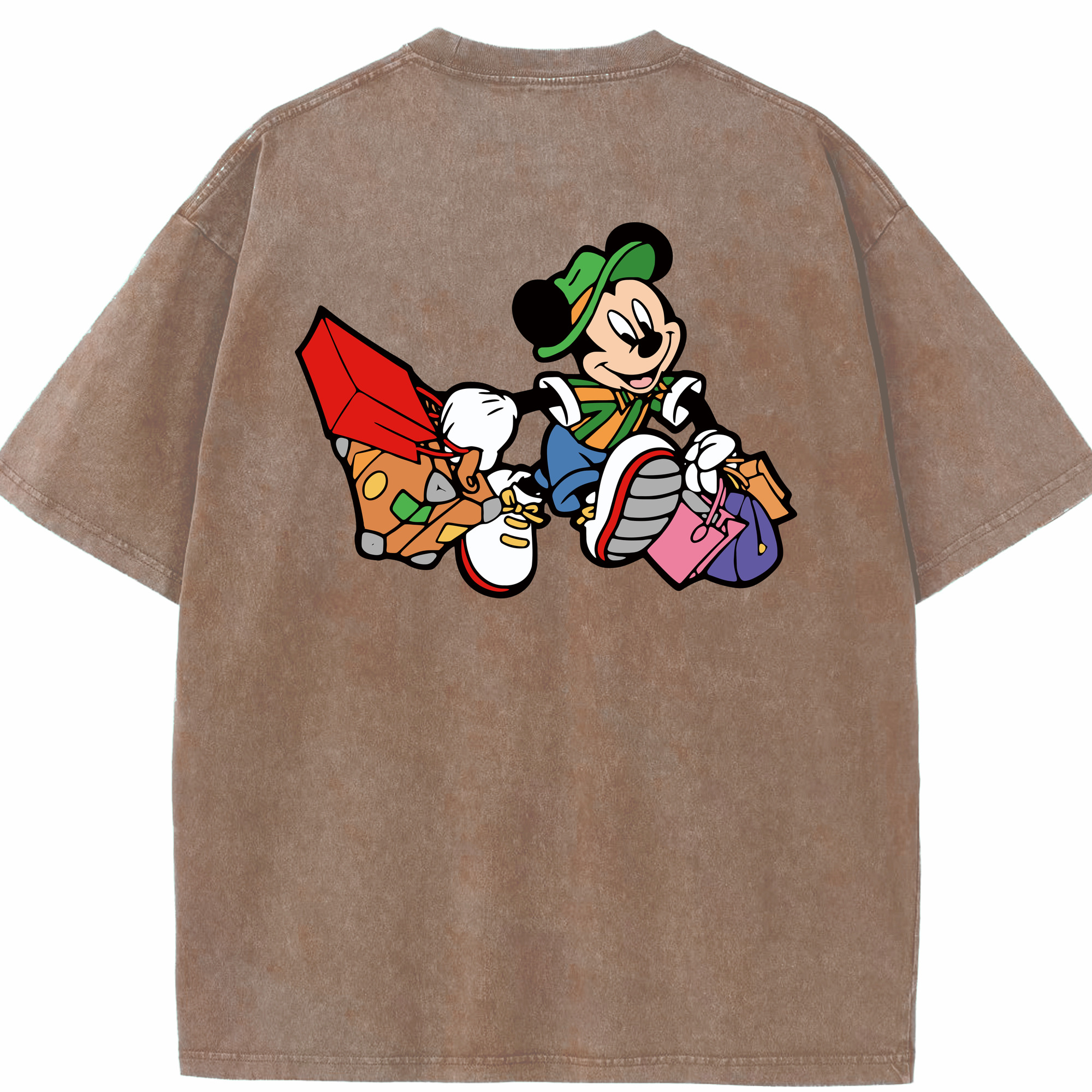 （画像用） ミッキーマウス Mickey Mouse 綿100% ヴィンテージ風 半袖Tシャツ（背面プリント）