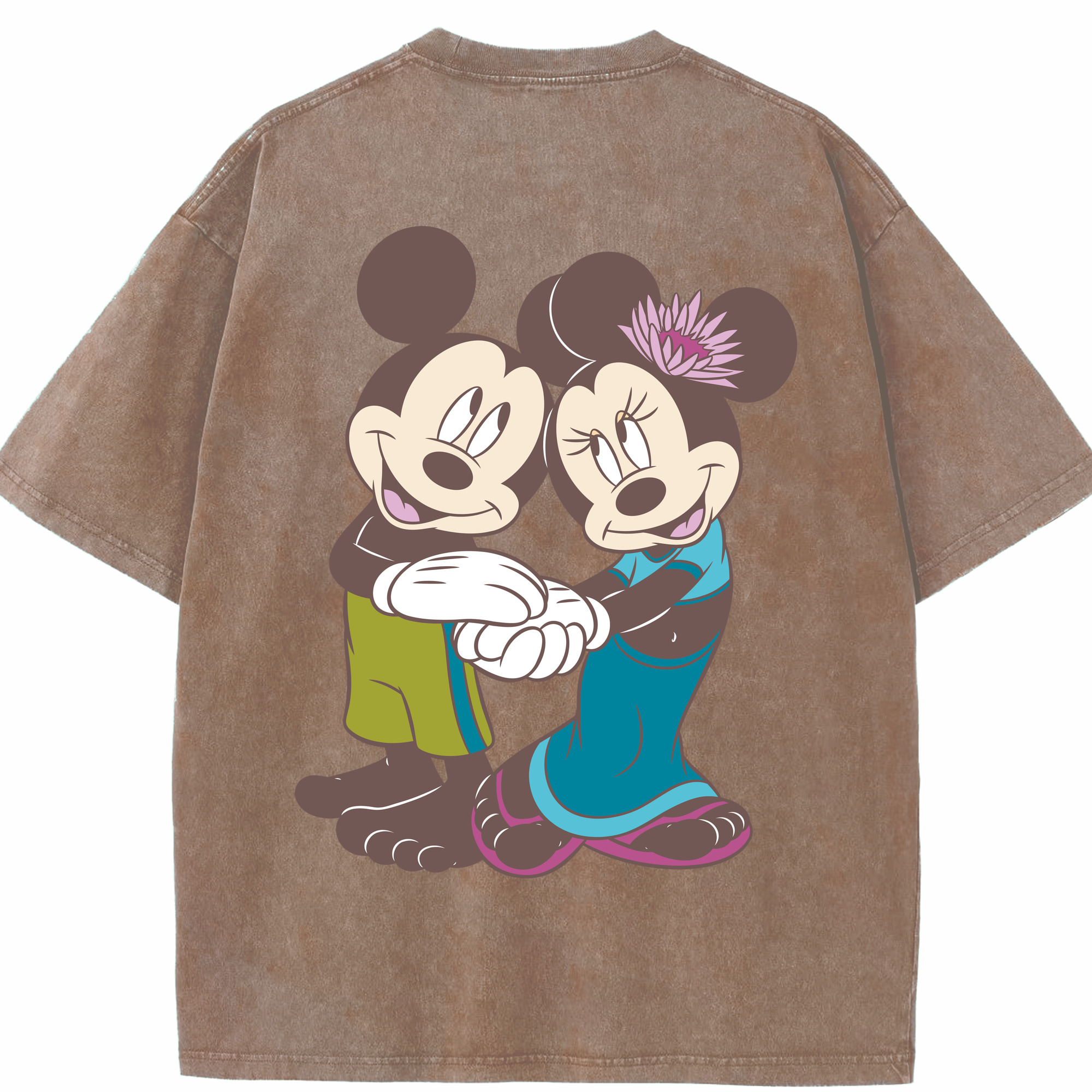 （画像用） ミッキーマウス Mickey Mouse 綿100% ヴィンテージ風 半袖Tシャツ（背面プリント）