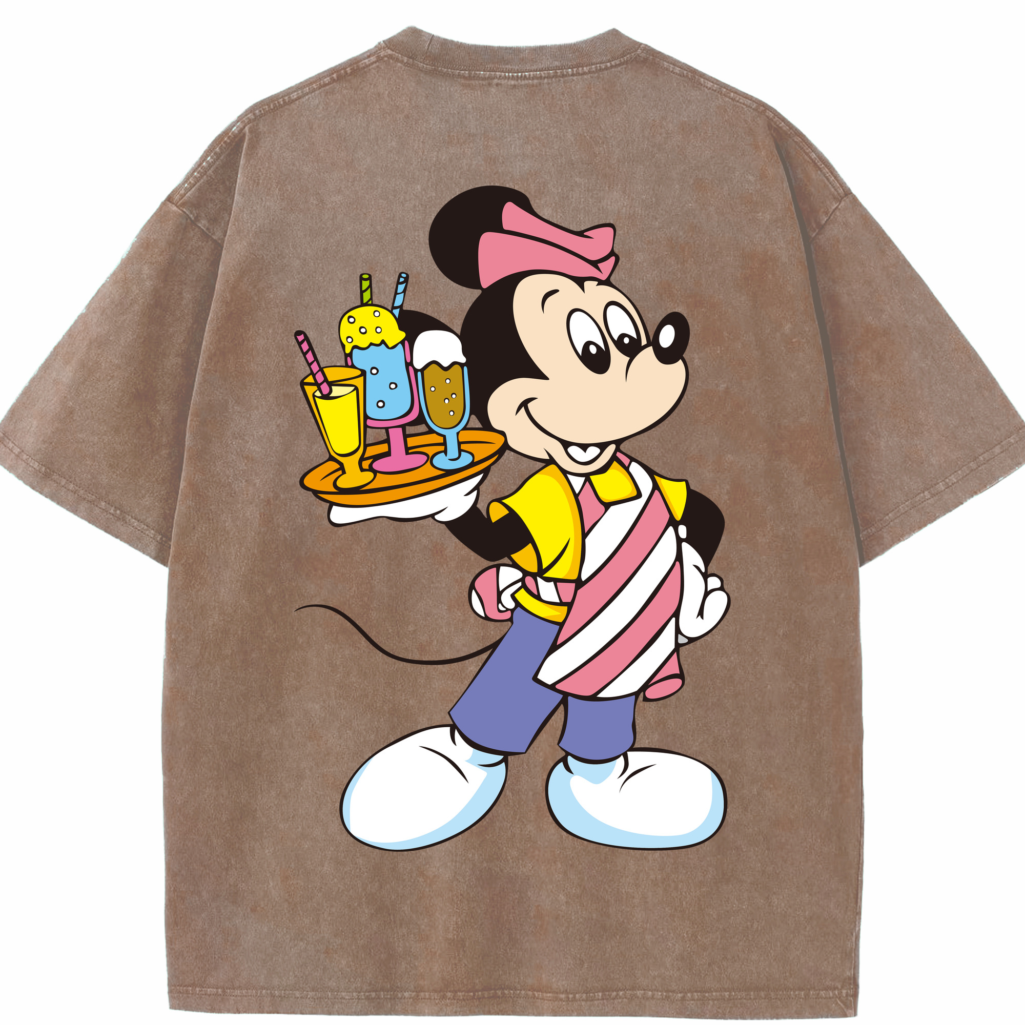 （画像用） ミッキーマウス Mickey Mouse 綿100% ヴィンテージ風 半袖Tシャツ（背面プリント）