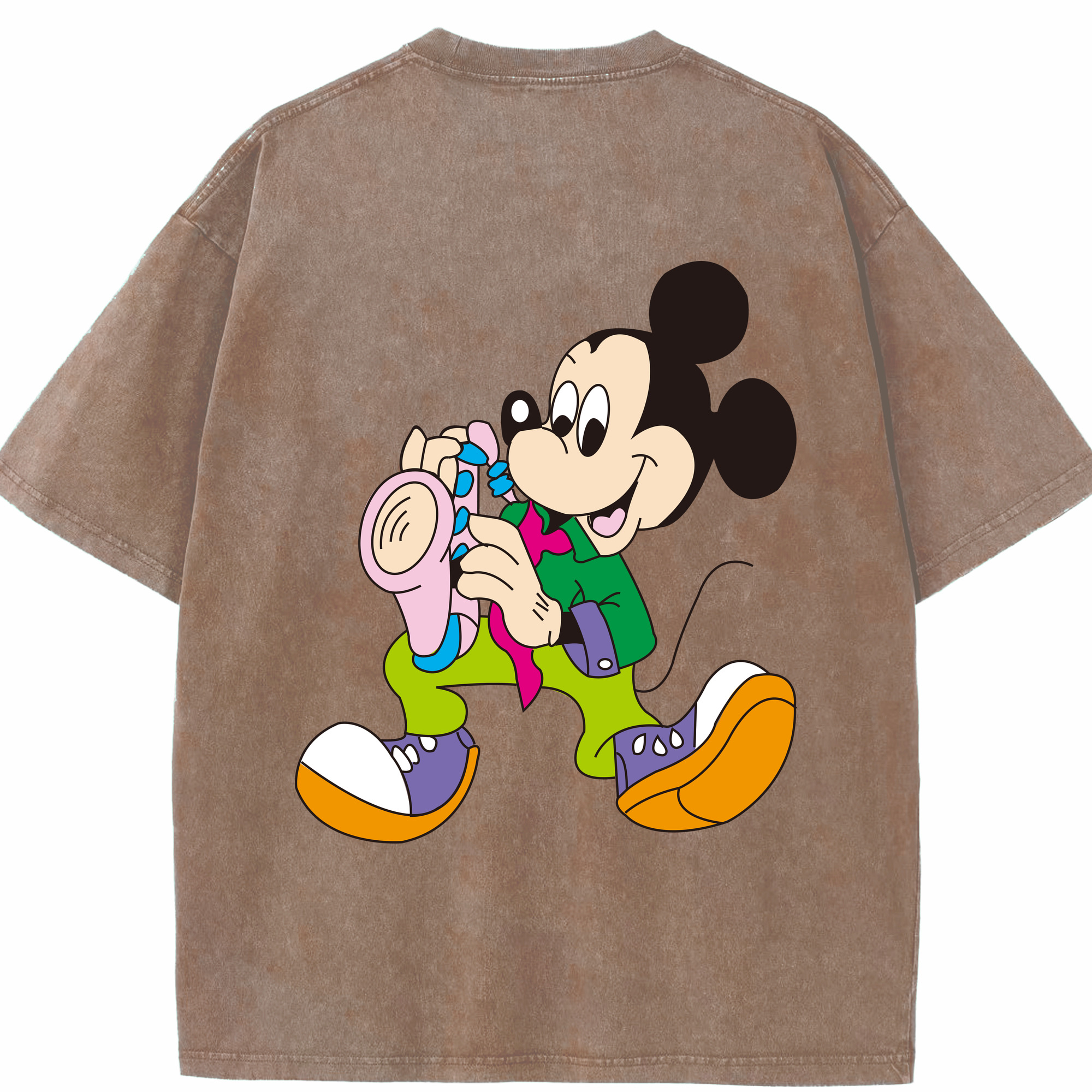 （画像用） ミッキーマウス Mickey Mouse 綿100% ヴィンテージ風 半袖Tシャツ（背面プリント）
