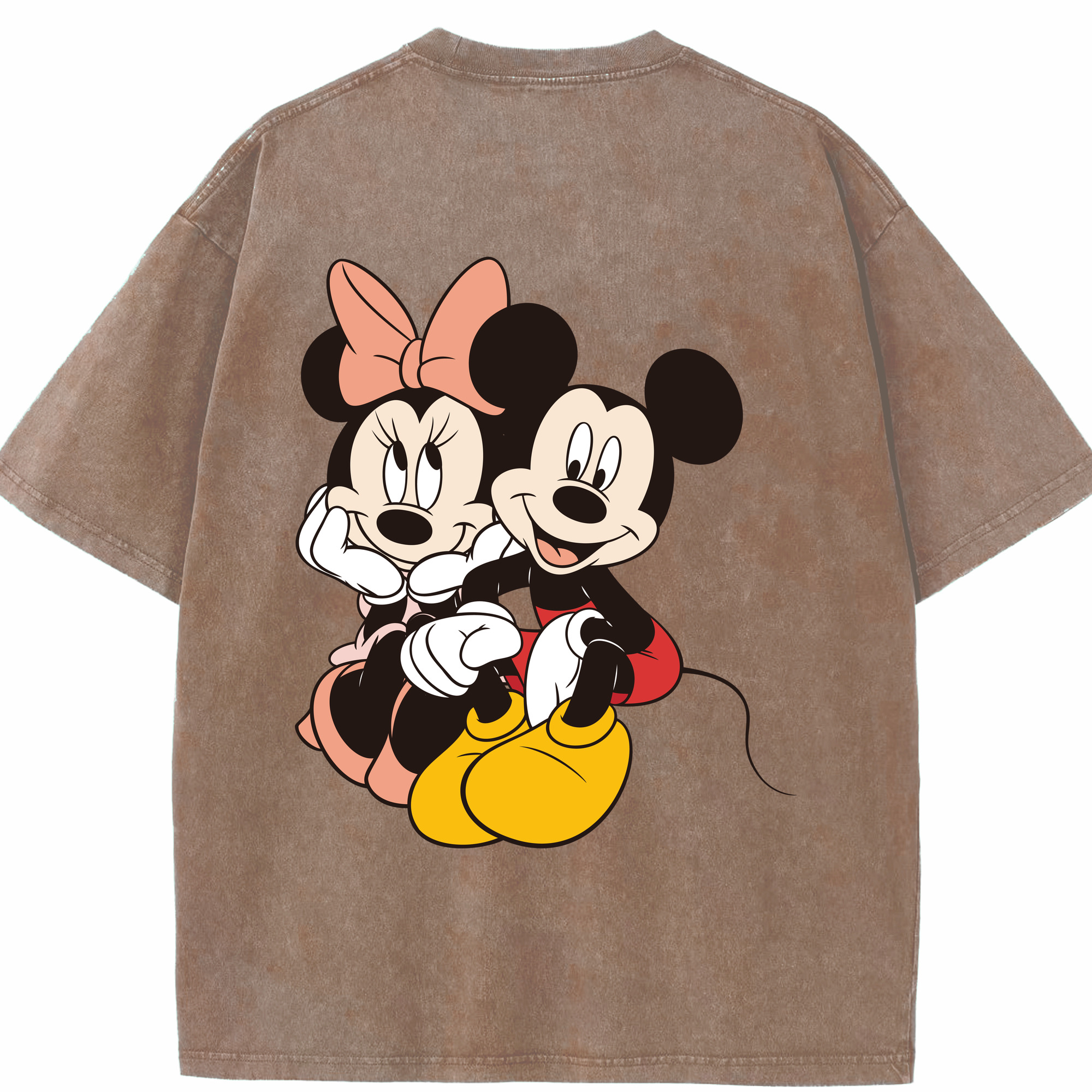 （画像用） ミッキーマウス Mickey Mouse 綿100% ヴィンテージ風 半袖Tシャツ（背面プリント）