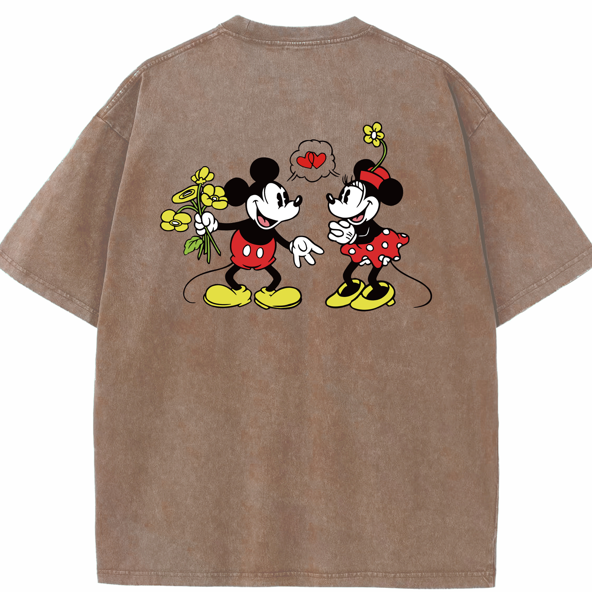 （画像用） ミッキーマウス Mickey Mouse 綿100% ヴィンテージ風 半袖Tシャツ（背面プリント）