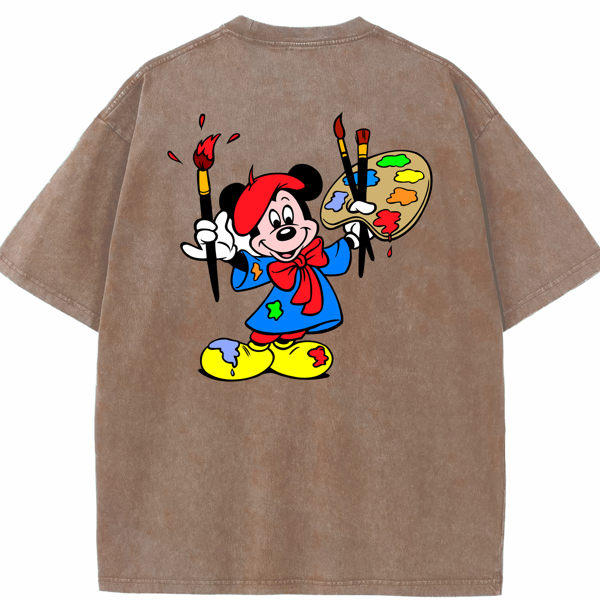 （画像用） ミッキーマウス Mickey Mouse 綿100% ヴィンテージ風 半袖Tシャツ（背面プリント）