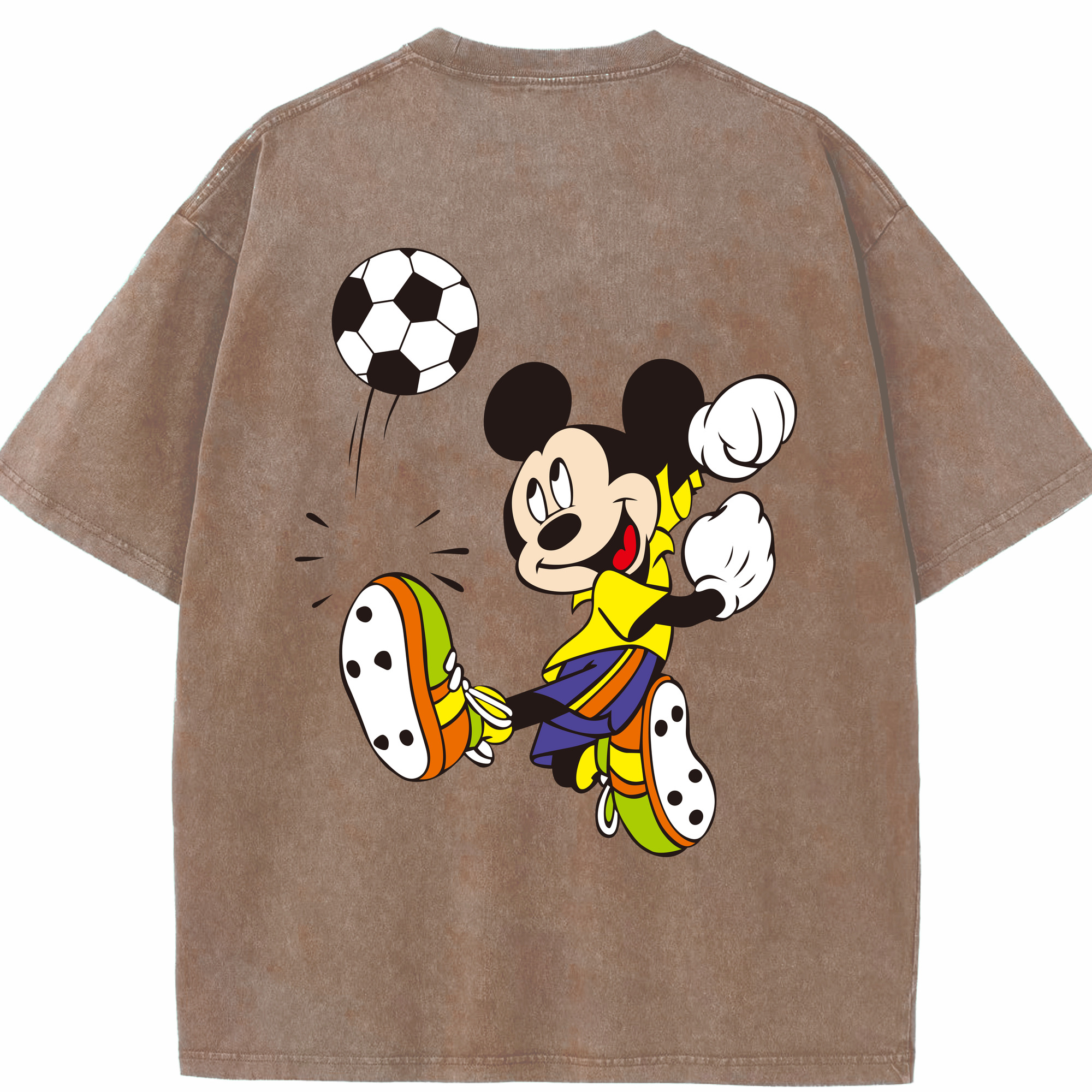 （画像用） ミッキーマウス Mickey Mouse 綿100% ヴィンテージ風 半袖Tシャツ（背面プリント）