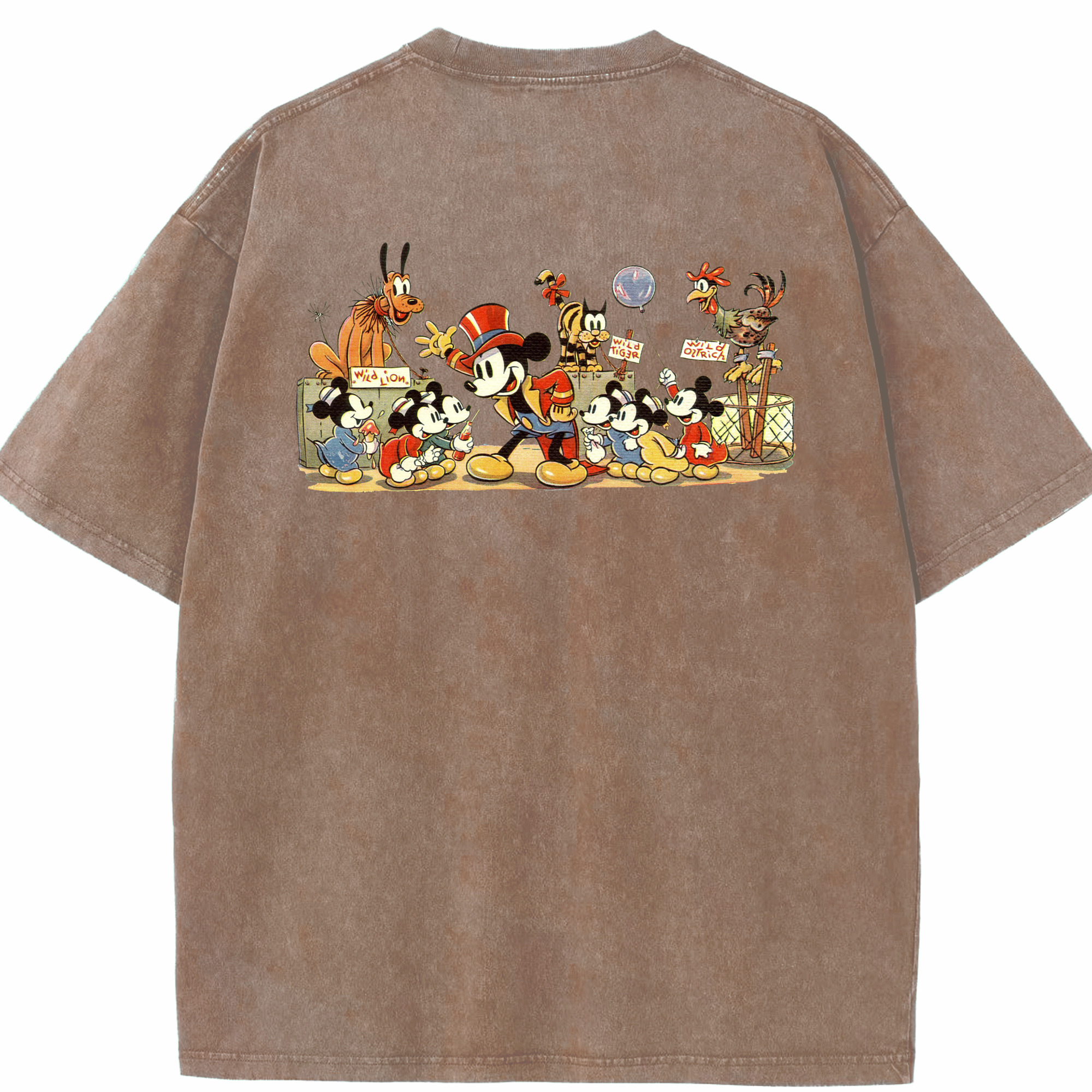 （画像用） ミッキーマウス Mickey Mouse 綿100% ヴィンテージ風 半袖Tシャツ（背面プリント）