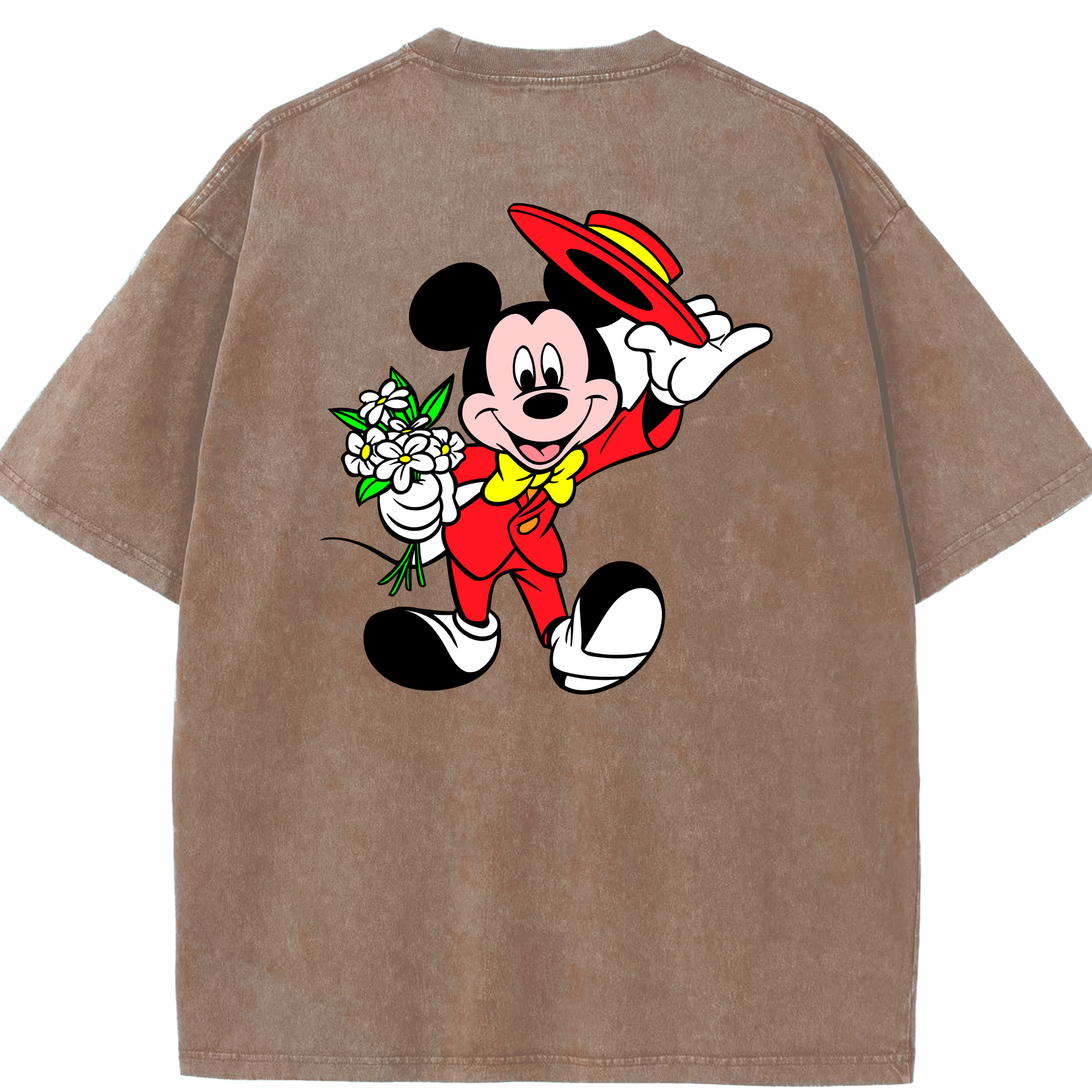 （画像用） ミッキーマウス Mickey Mouse 綿100% ヴィンテージ風 半袖Tシャツ（背面プリント）