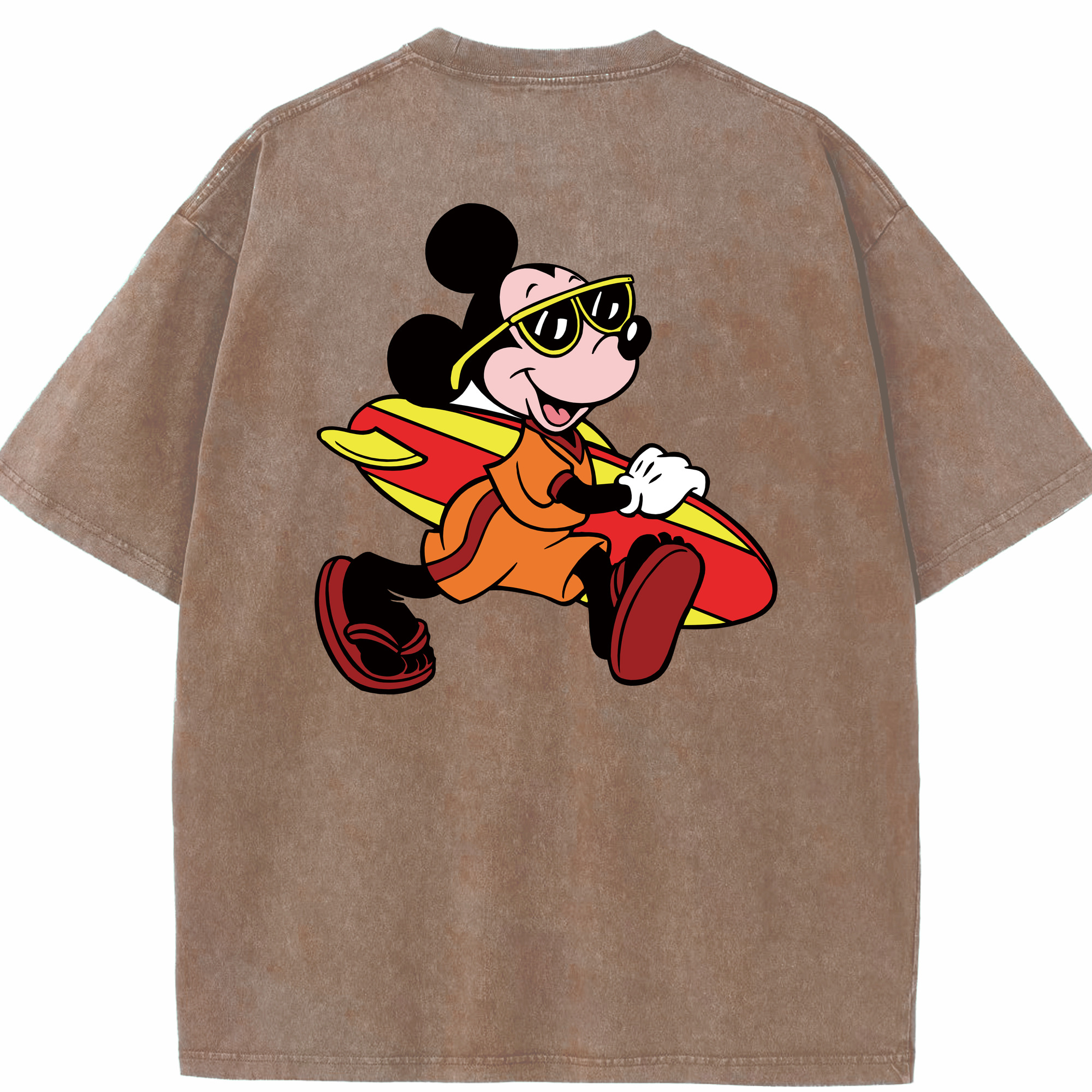 （画像用） ミッキーマウス Mickey Mouse 綿100% ヴィンテージ風 半袖Tシャツ（背面プリント）
