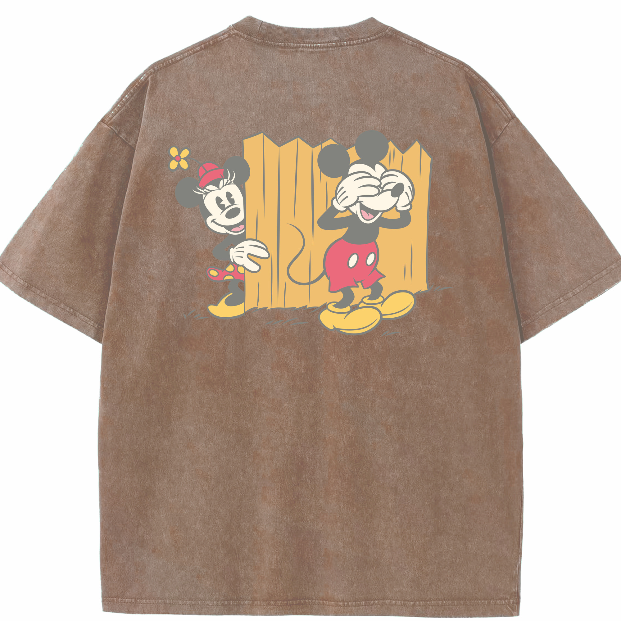 （画像用） ミッキーマウス Mickey Mouse 綿100% ヴィンテージ風 半袖Tシャツ（背面プリント）