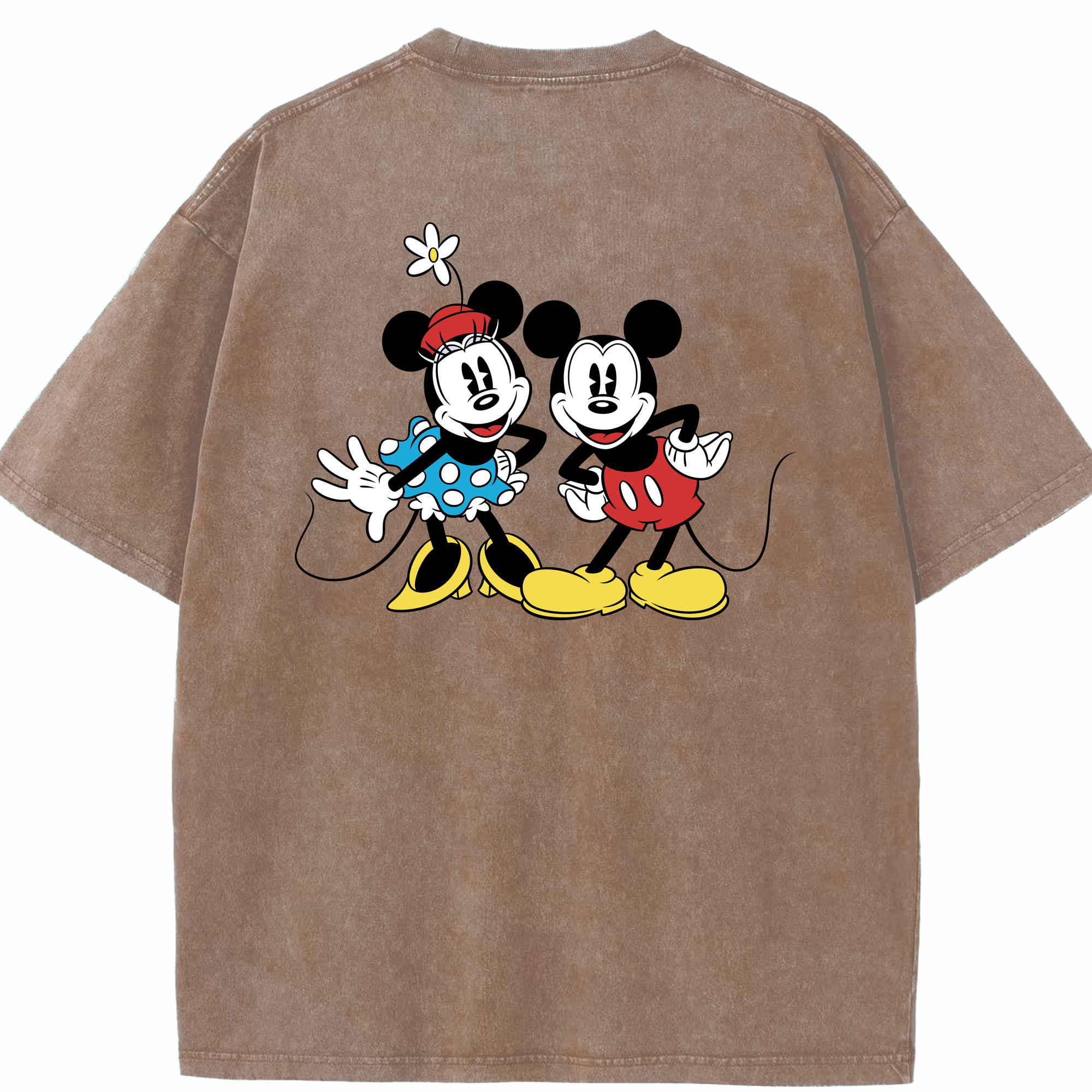 （画像用） ミッキーマウス Mickey Mouse 綿100% ヴィンテージ風 半袖Tシャツ（背面プリント）