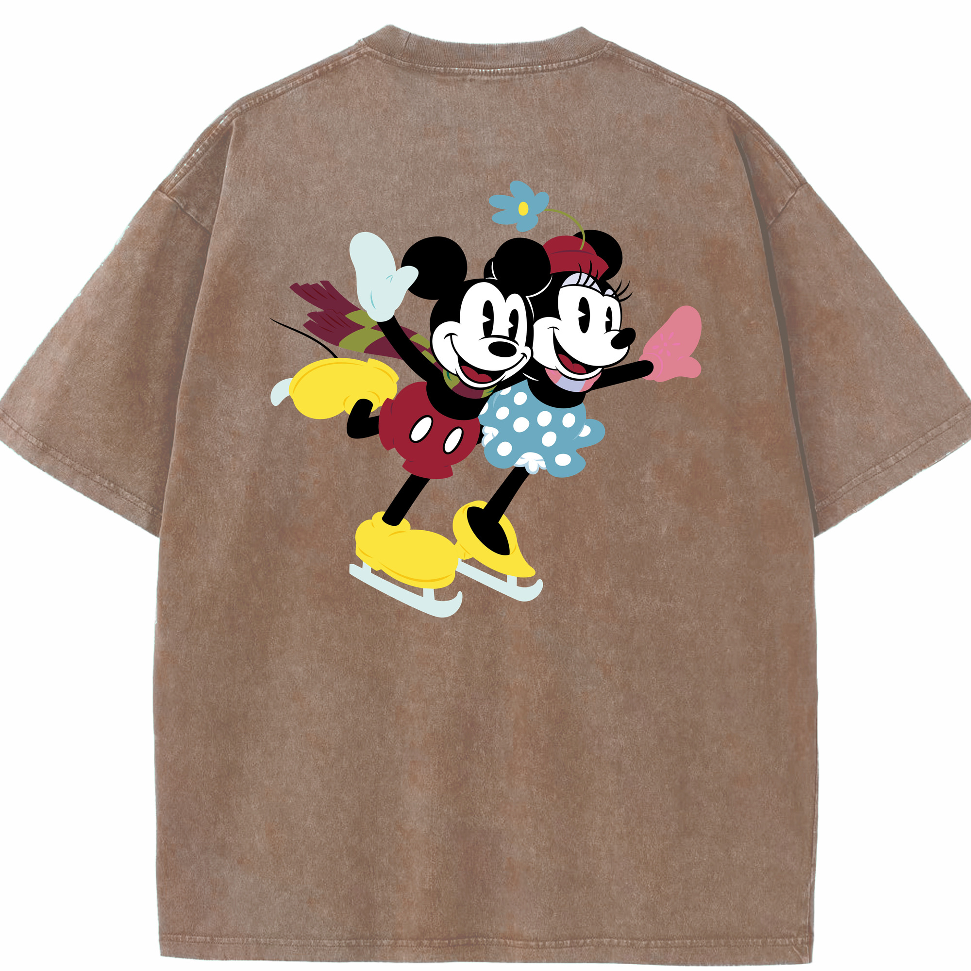 （画像用） ミッキーマウス Mickey Mouse 綿100% ヴィンテージ風 半袖Tシャツ（背面プリント）