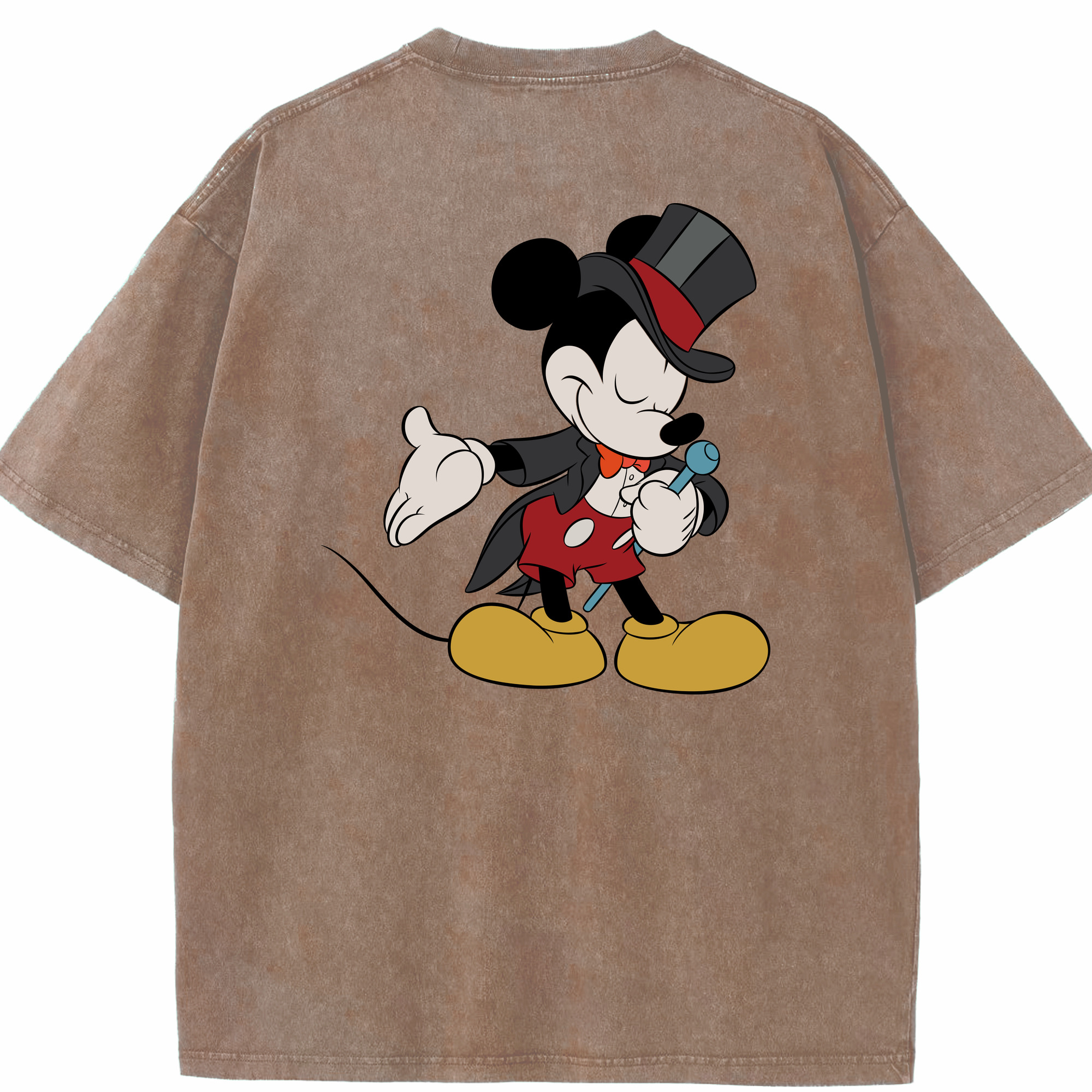 （画像用） ミッキーマウス Mickey Mouse 綿100% ヴィンテージ風 半袖Tシャツ（背面プリント）