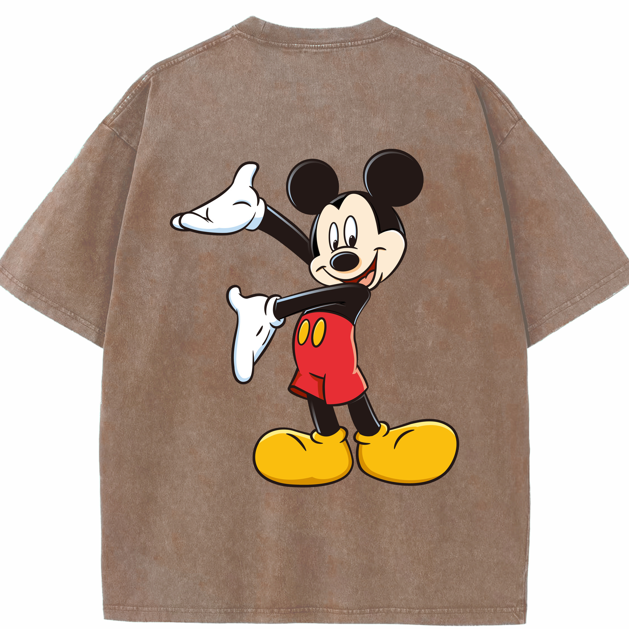（画像用） ミッキーマウス Mickey Mouse 綿100% ヴィンテージ風 半袖Tシャツ（背面プリント）
