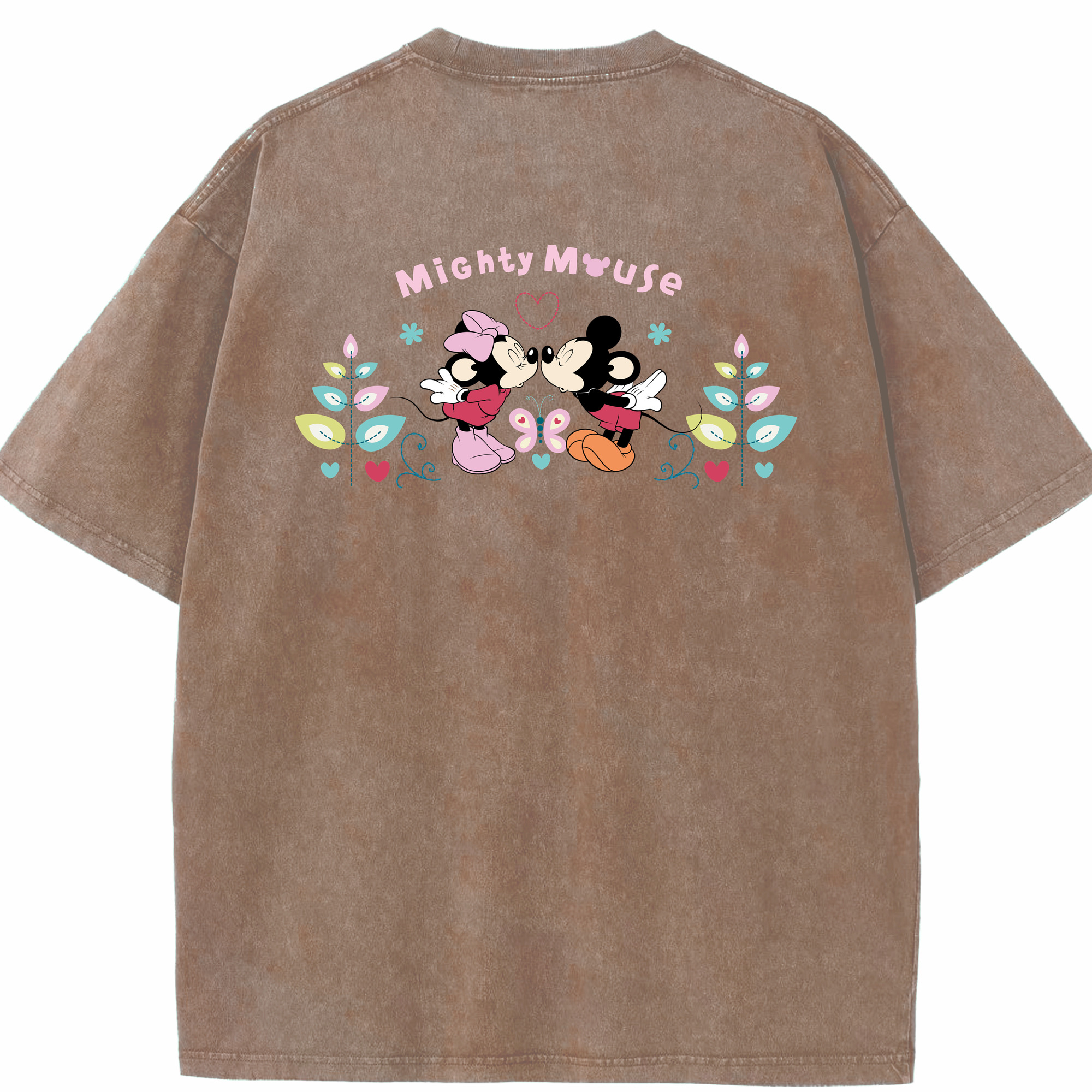 （画像用） ミッキーマウス Mickey Mouse 綿100% ヴィンテージ風 半袖Tシャツ（背面プリント）