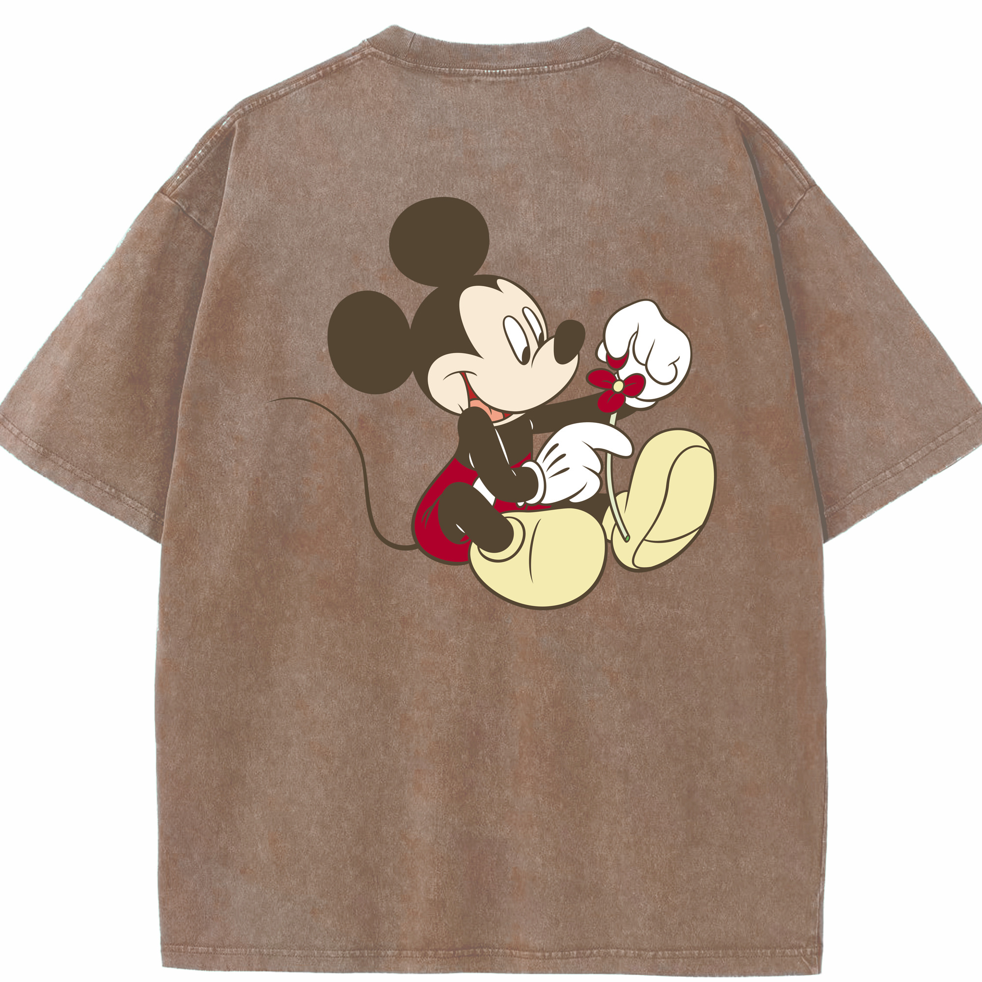 （画像用） ミッキーマウス Mickey Mouse 綿100% ヴィンテージ風 半袖Tシャツ（背面プリント）