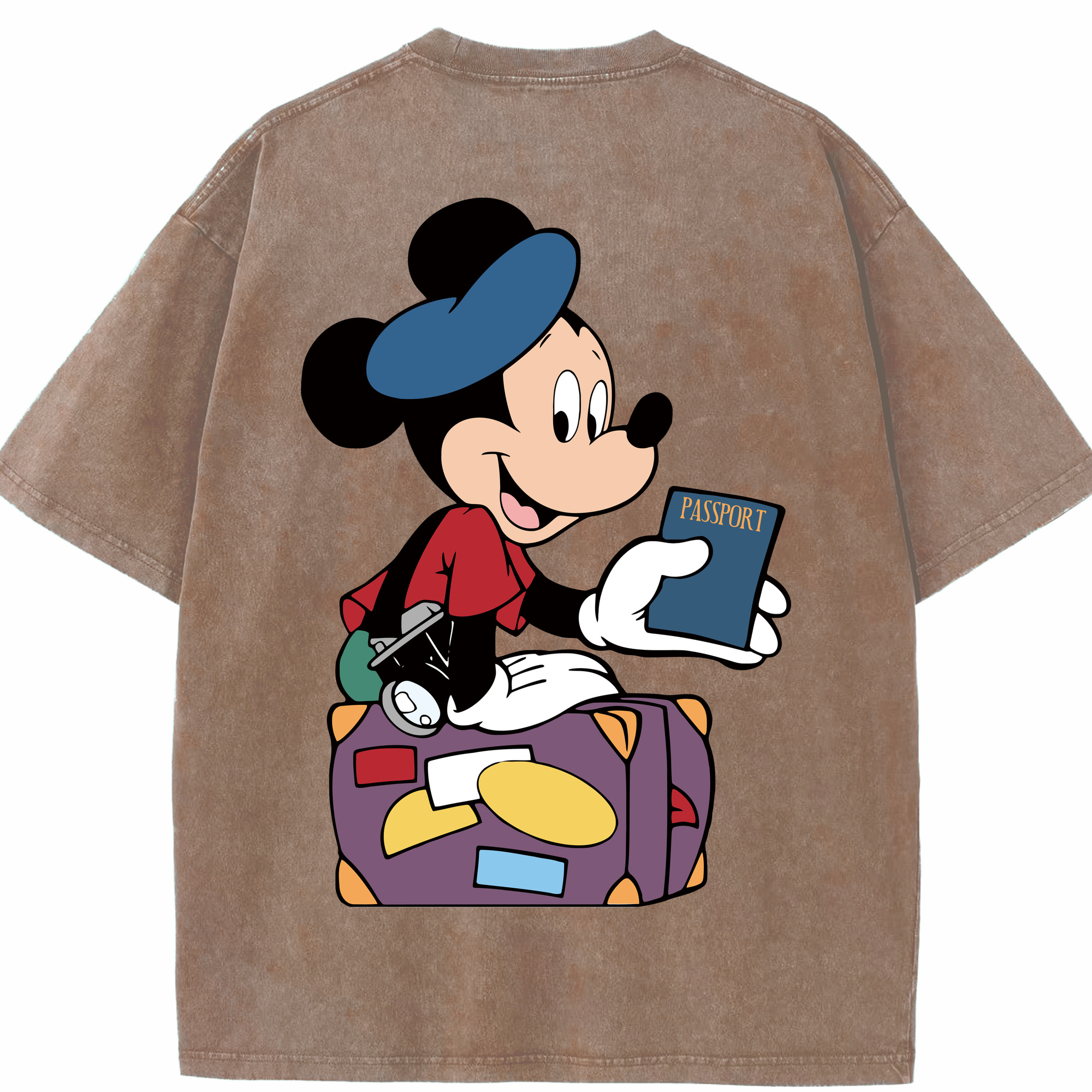 （画像用） ミッキーマウス Mickey Mouse 綿100% ヴィンテージ風 半袖Tシャツ（背面プリント）