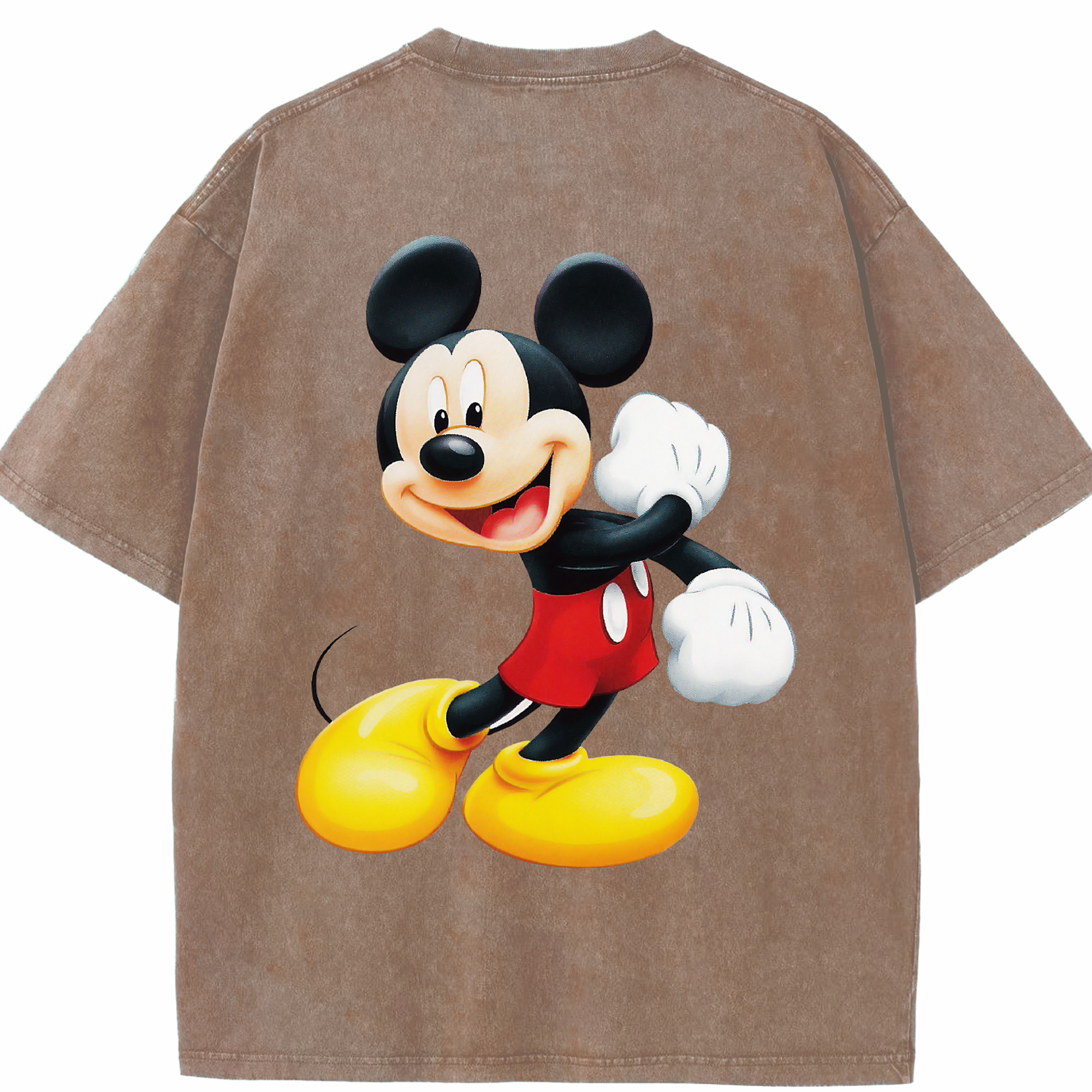 （画像用） ミッキーマウス Mickey Mouse 綿100% ヴィンテージ風 半袖Tシャツ（背面プリント）