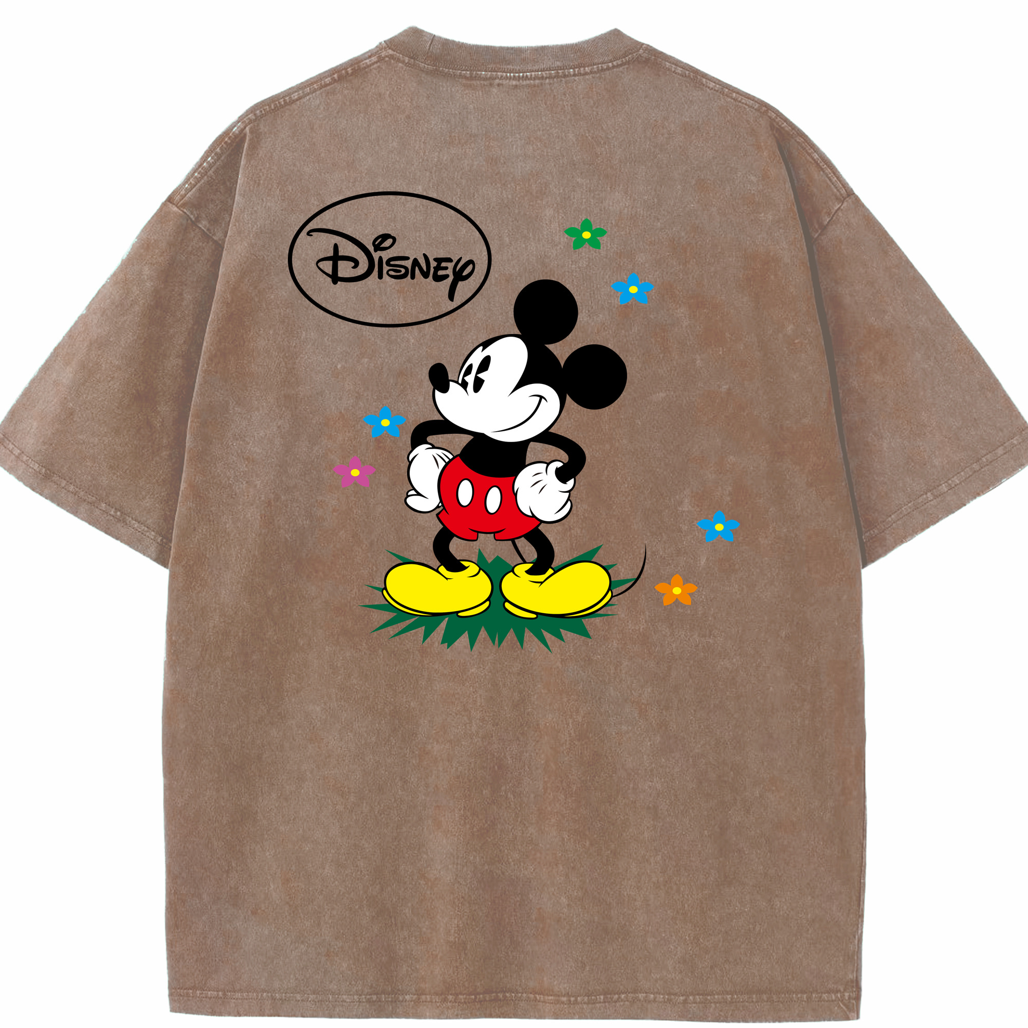 （画像用） ミッキーマウス Mickey Mouse 綿100% ヴィンテージ風 半袖Tシャツ（背面プリント）