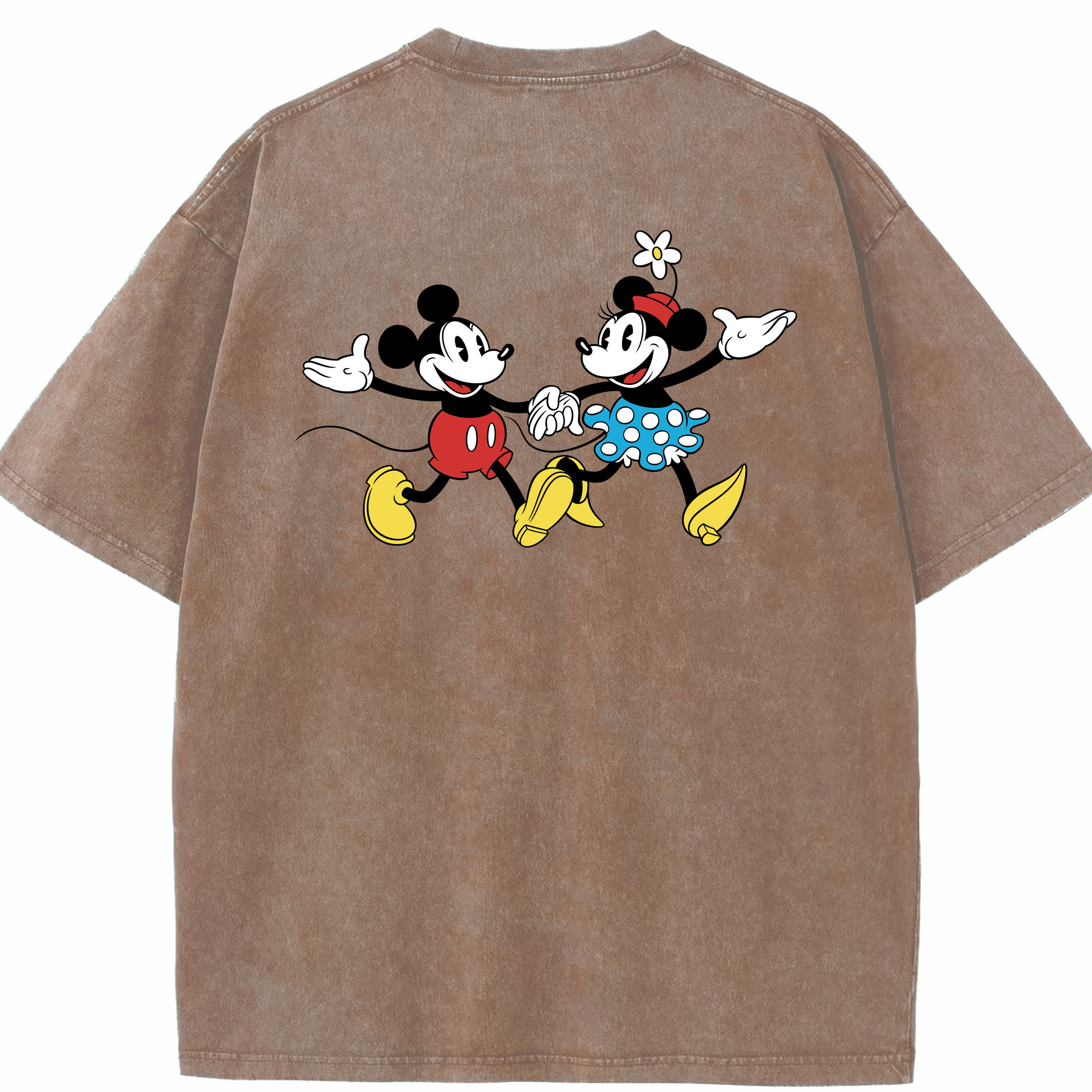 （画像用） ミッキーマウス Mickey Mouse 綿100% ヴィンテージ風 半袖Tシャツ（背面プリント）